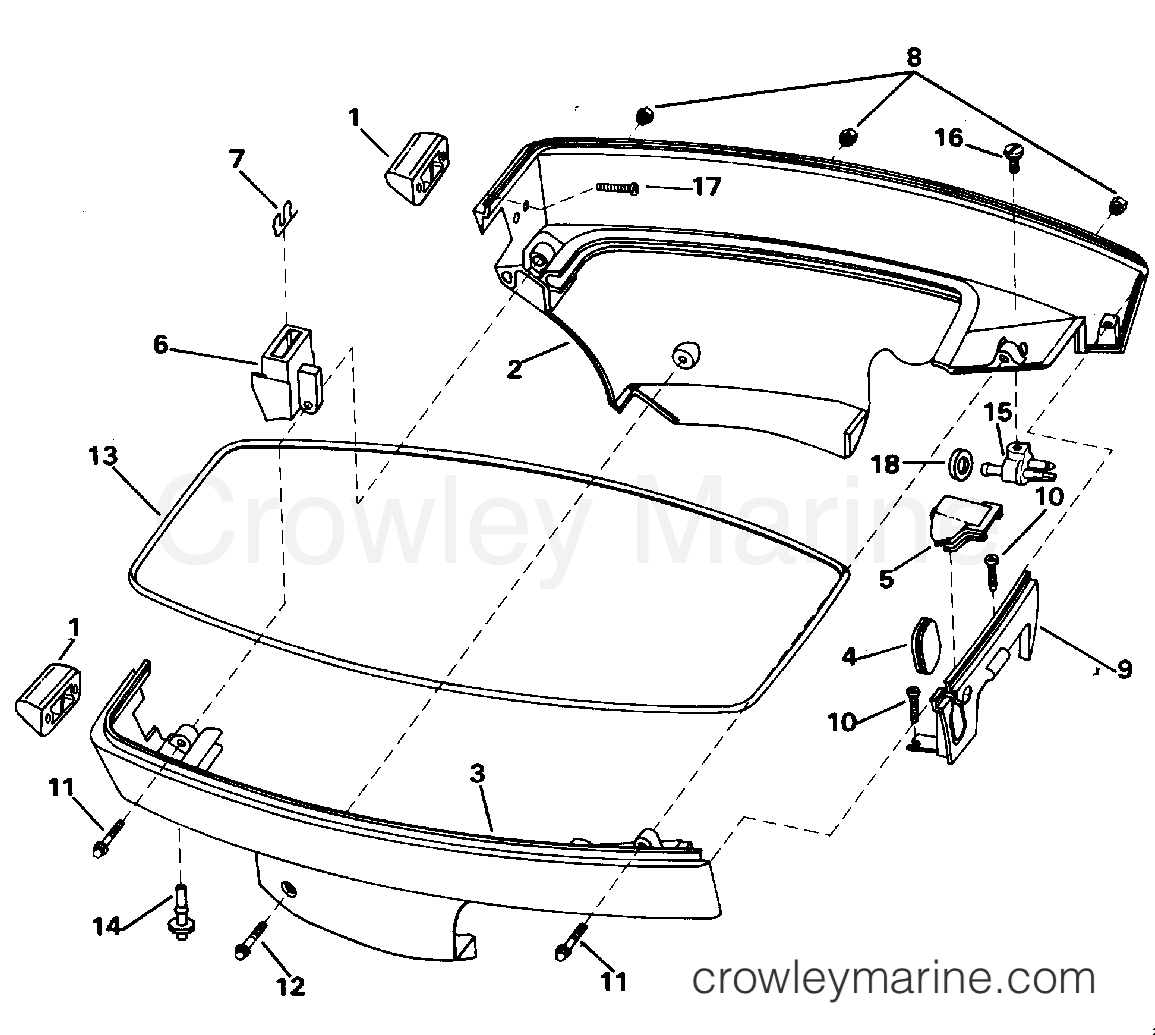 1995 Outboard 6 - J6SLEOD - LOWER ENGINE COVER
