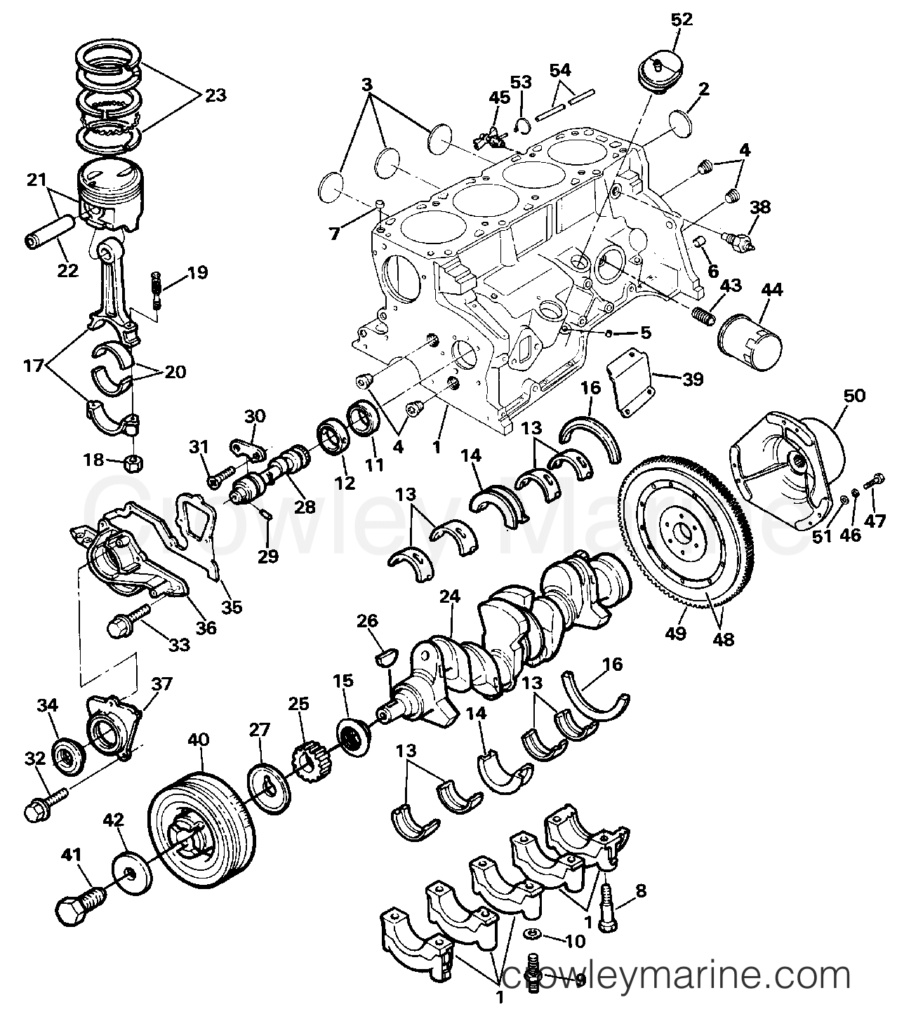 1990 Stern Drive 2.3 - 232BPRPWS - CRANKCASE ASSEMBLY