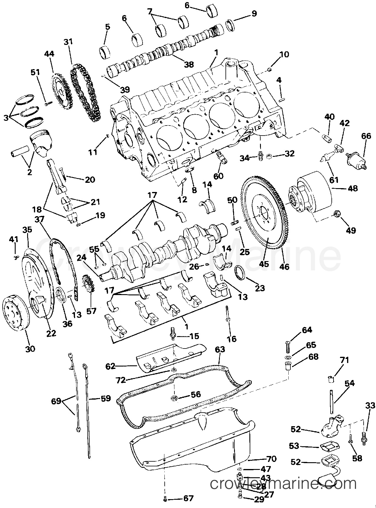 1993 Stern Drive 7.4 - 744DPPJVB - CRANKCASE