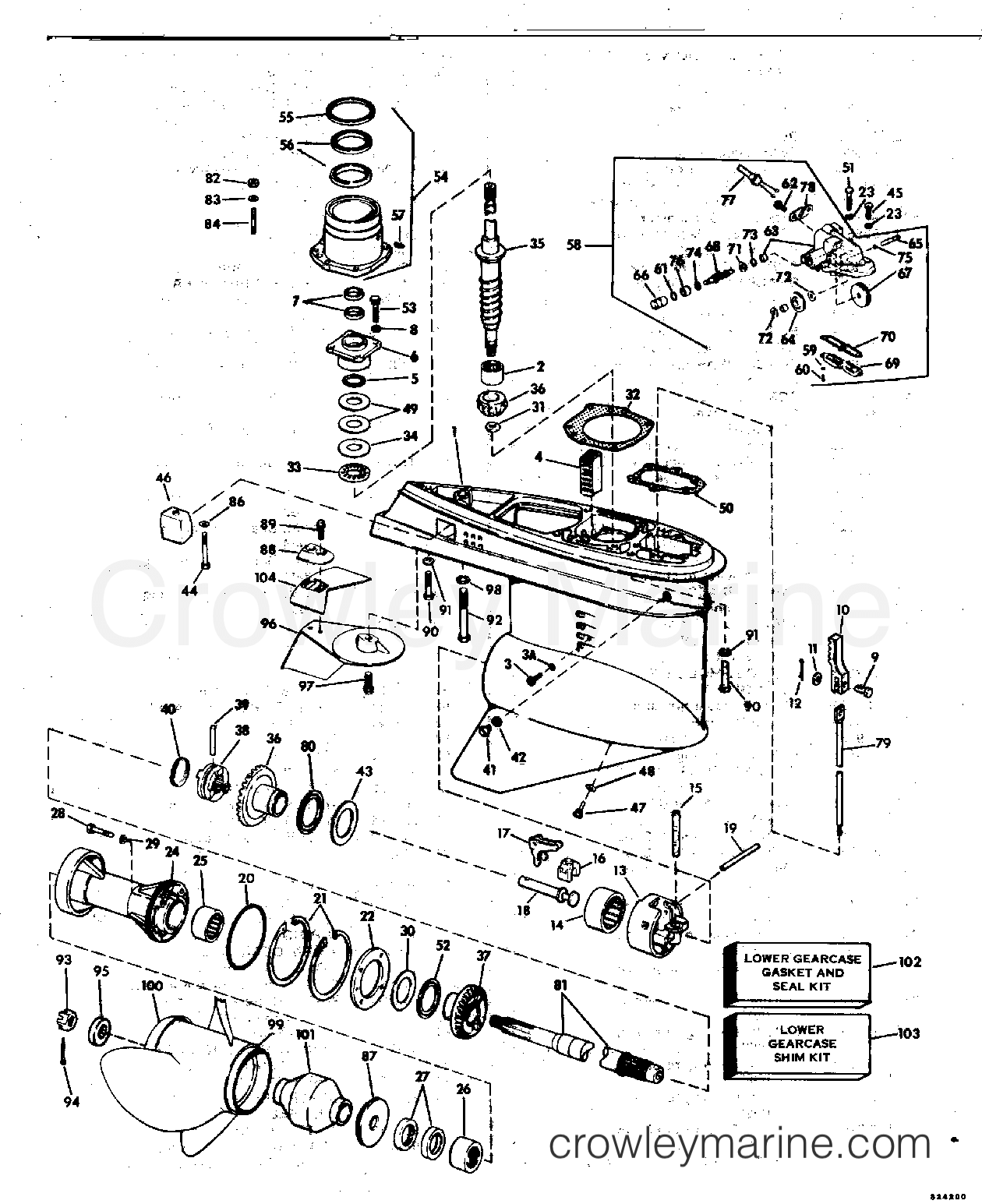 1982 Stern Drive 3.8 - 384STMCCNC - LOWER GEARCASE GROUP