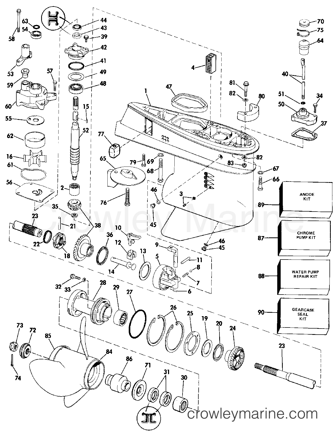 1987 Outboard 48 - J48ESLCUS - GEARCASE