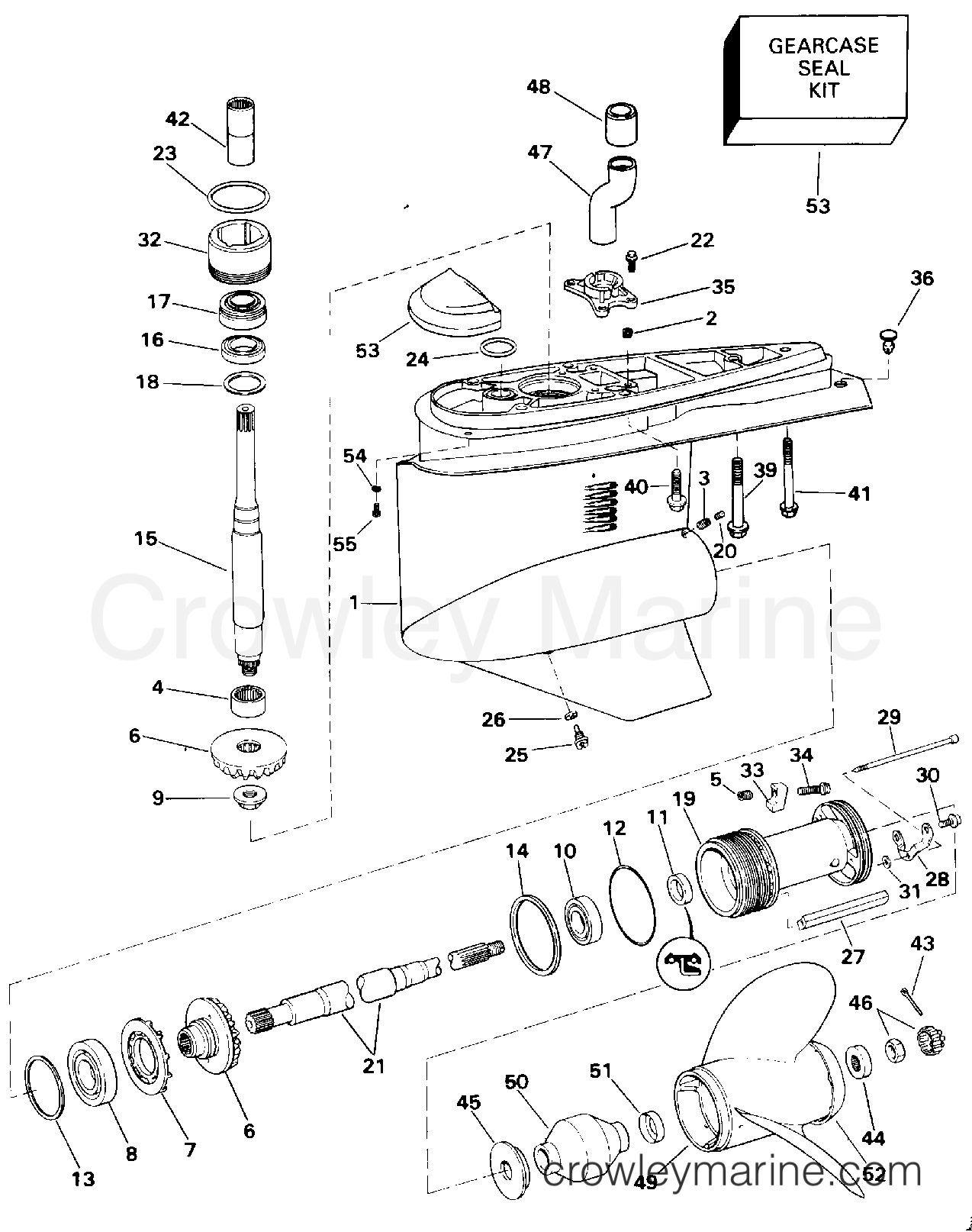 1994 OMC Stern Drive 5.8 - 58FAGPMDM - LOWER GEARCASE