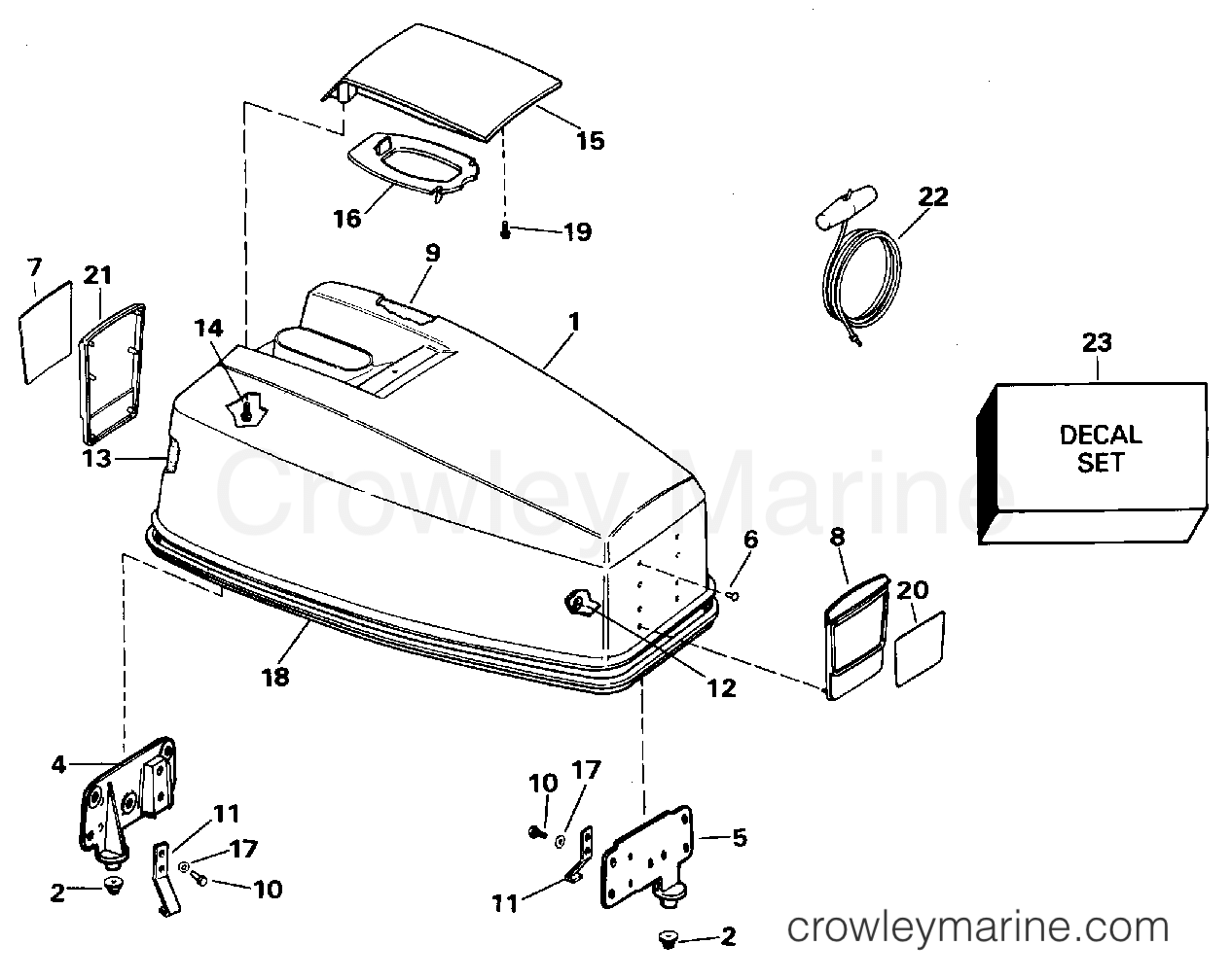 1995 Outboard 40 - E40TLEOD - ENGINE COVER - JOHNSON 25-40