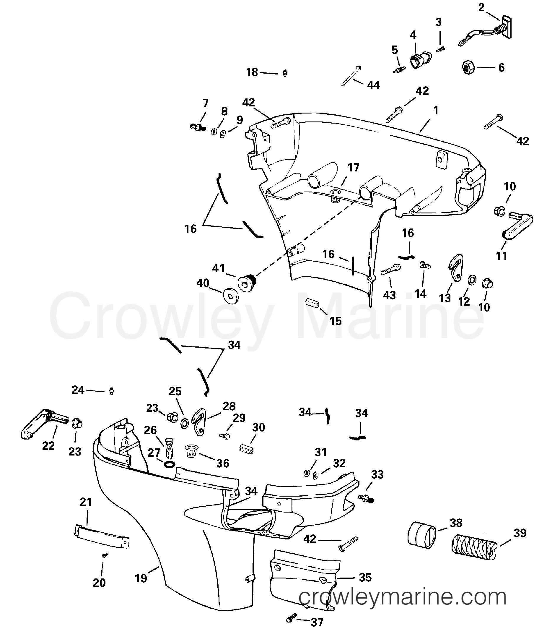 2003 Outboard 150 - E150FSLSTF - LOWER ENGINE COVER