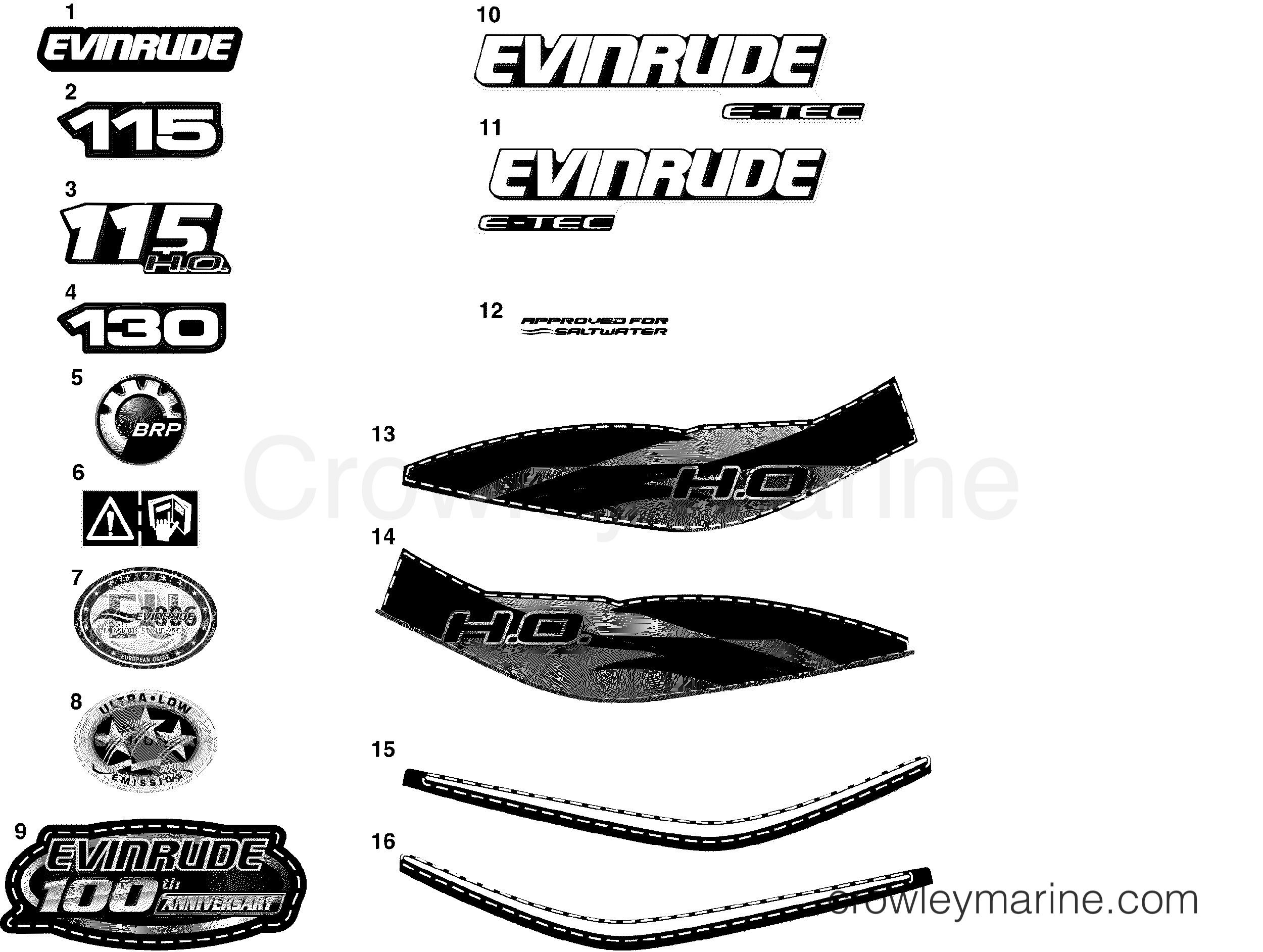 2009 Outboard 115 - E115DPLSEF - DECALS