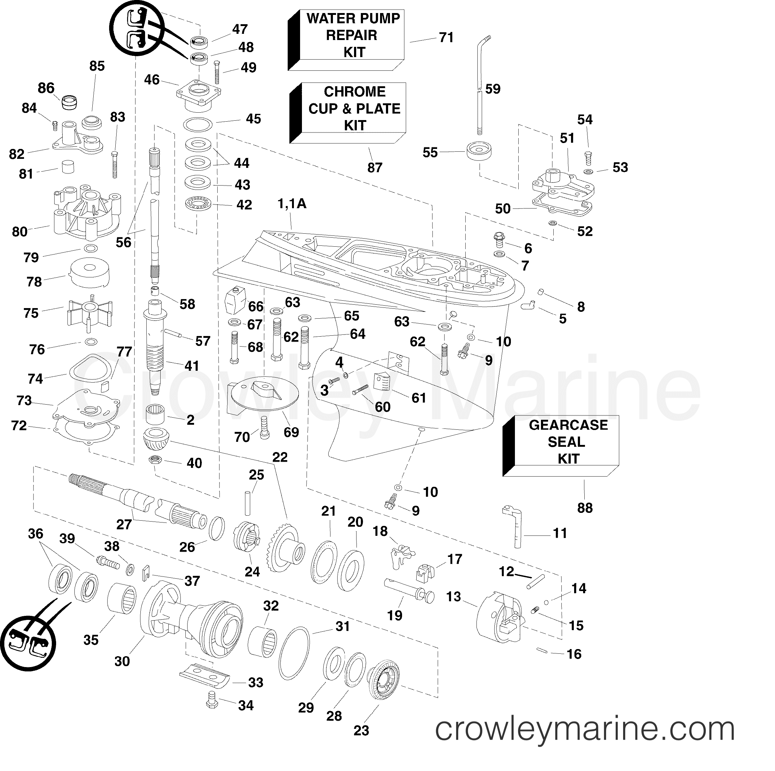 2007 Outboard 75 - E75DPLSUM - GEARCASE - PL, SL MODELS
