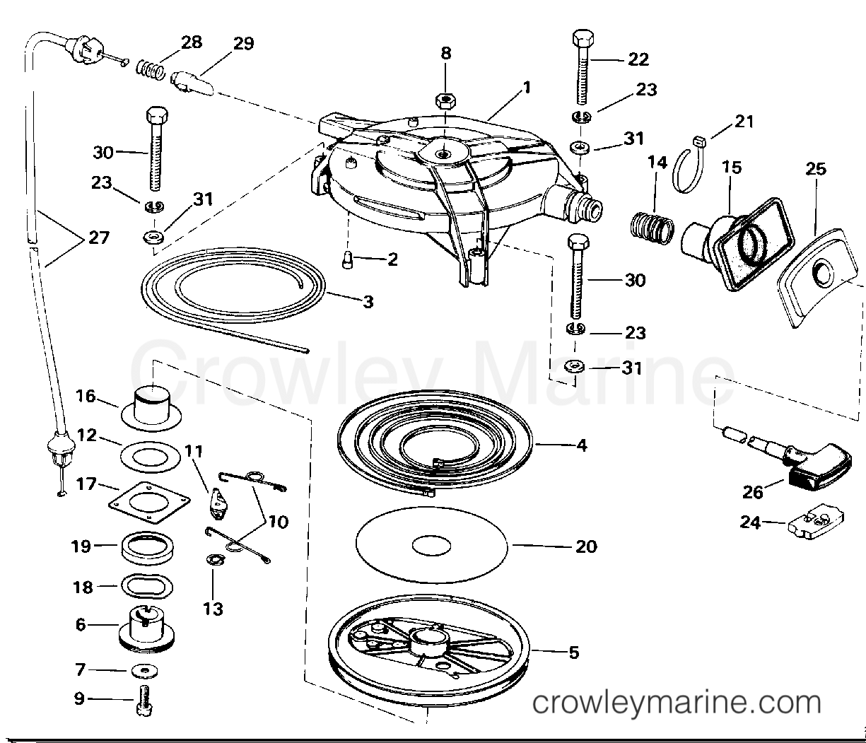 1992 Outboard 25 - J25RLEND - REWIND STARTER