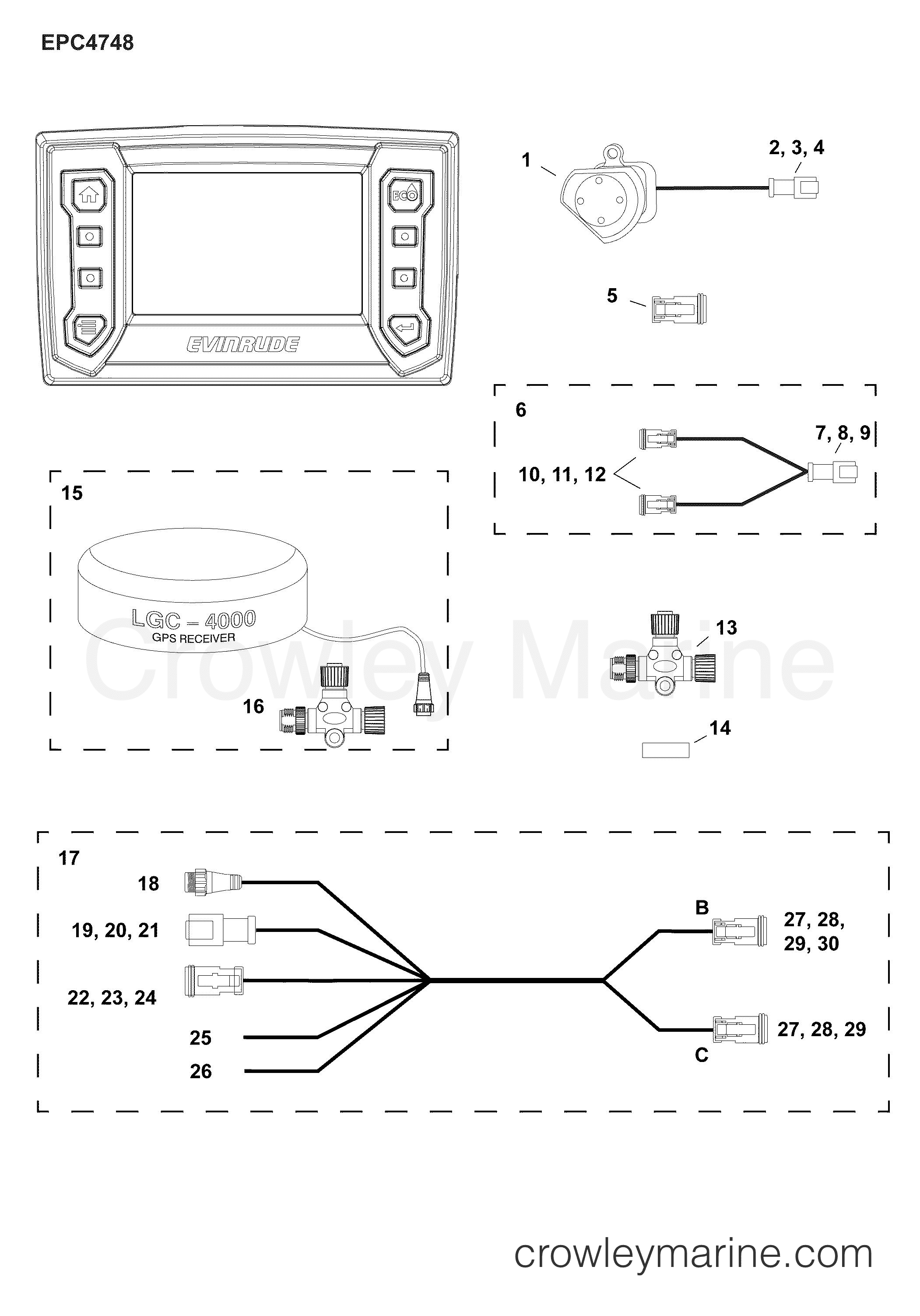 2013-2015 Rigging E-TEC G2 - INSTRUMENTS/RIGGING - ICON TOUCH DIGITAL DISPLAY CTS 4.3
