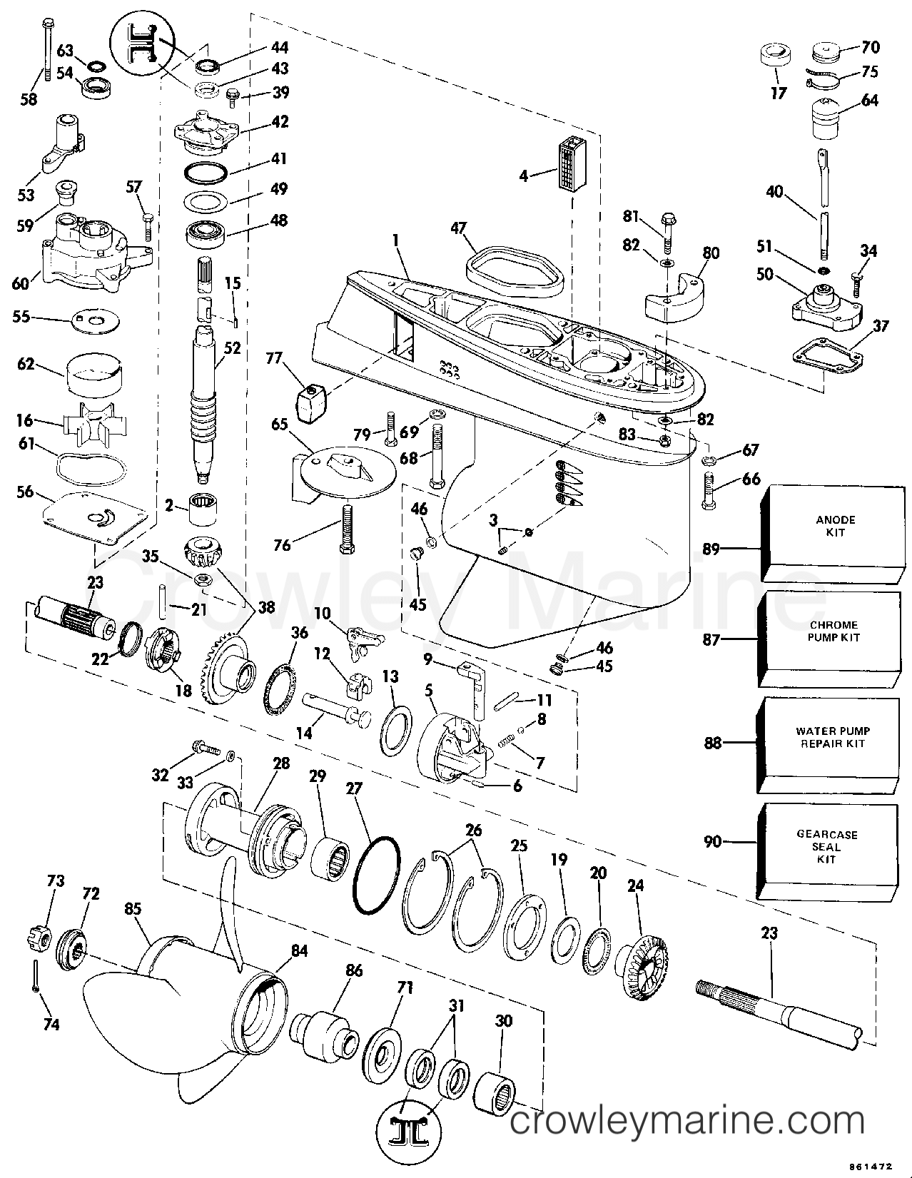 1986 Outboard 50 - J50BECDE - GEARCASE