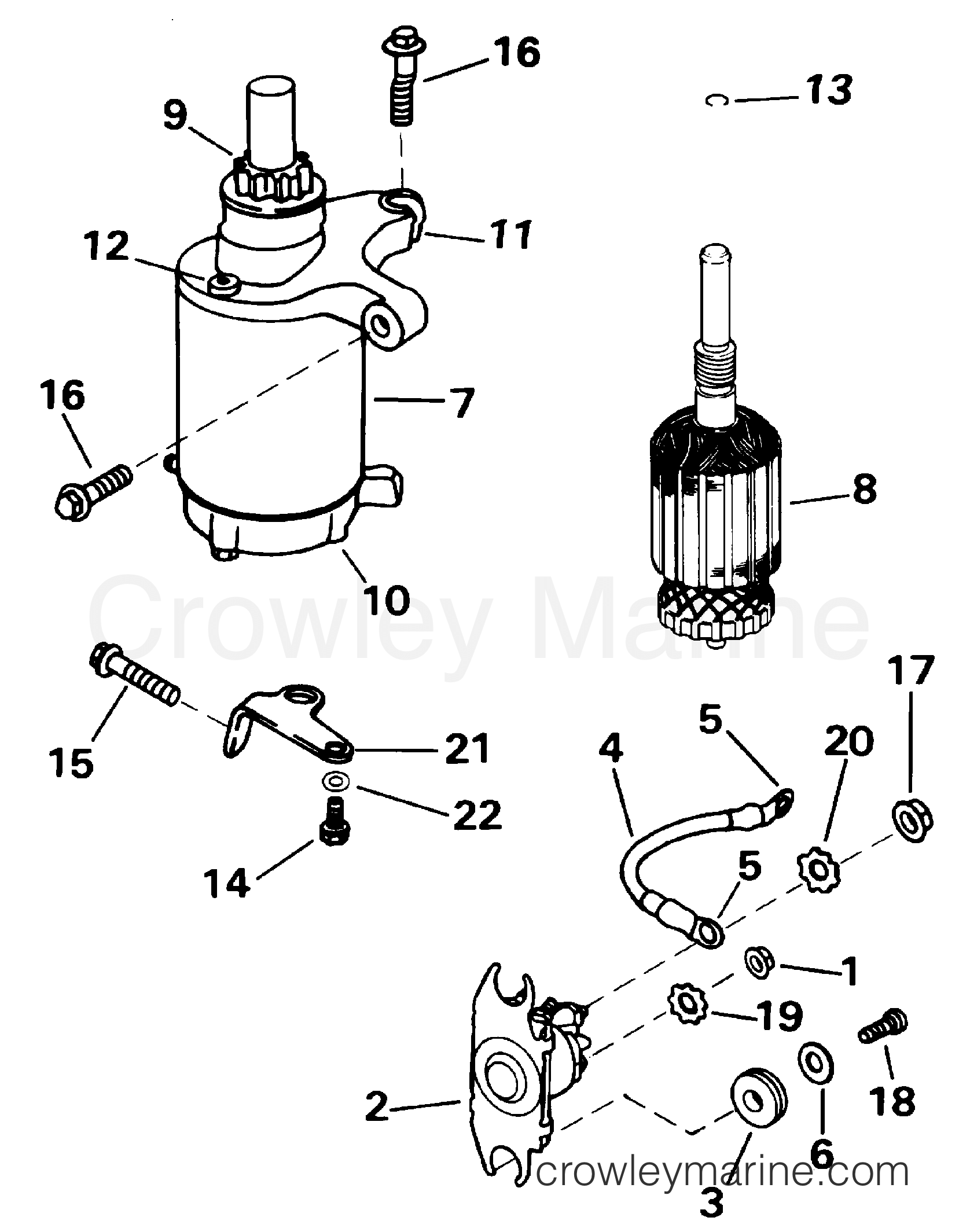 2001 Evinrude Outboards 10 - E10EL4SID STARTER MOTOR & SOLENOID section