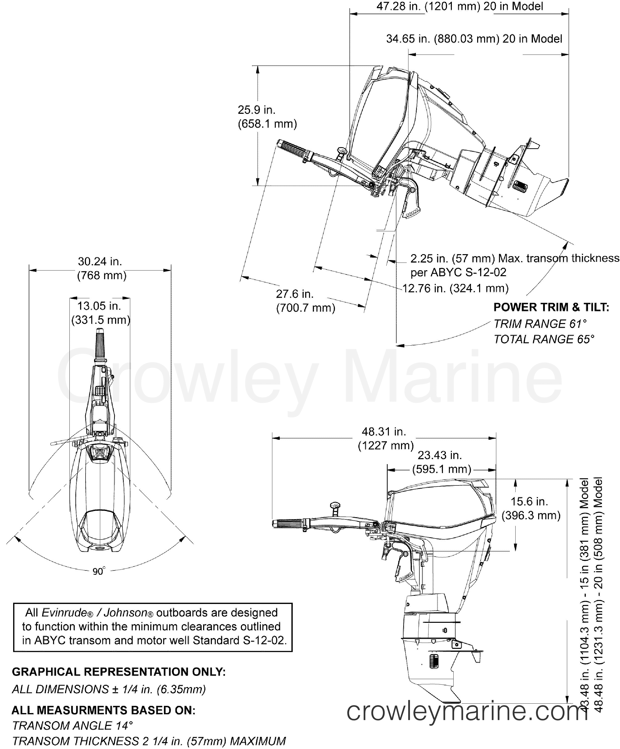 2011 Outboard 25 - E25DTSLIIS - PROFILE DRAWING
