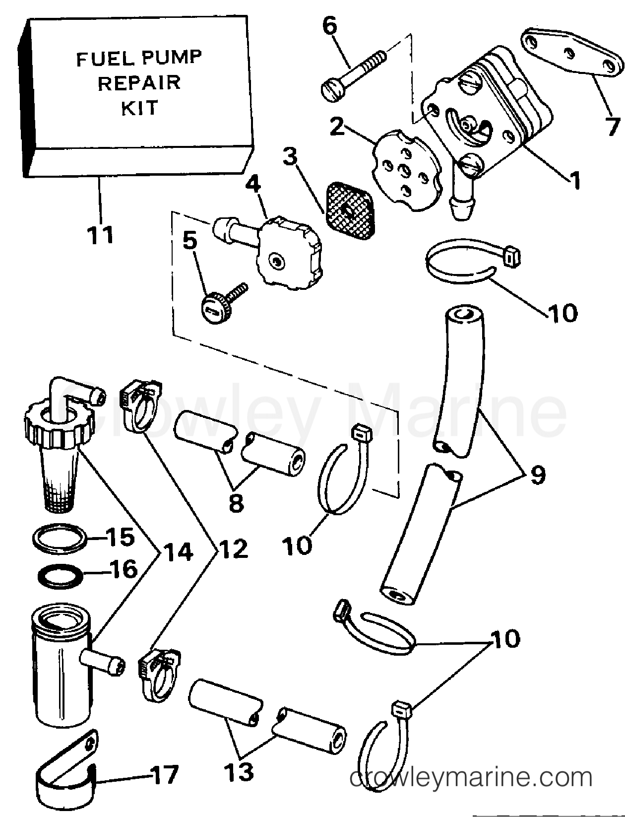 FUEL PUMP 1984 Johnson Outboards 15 J15RCRM Crowley Marine