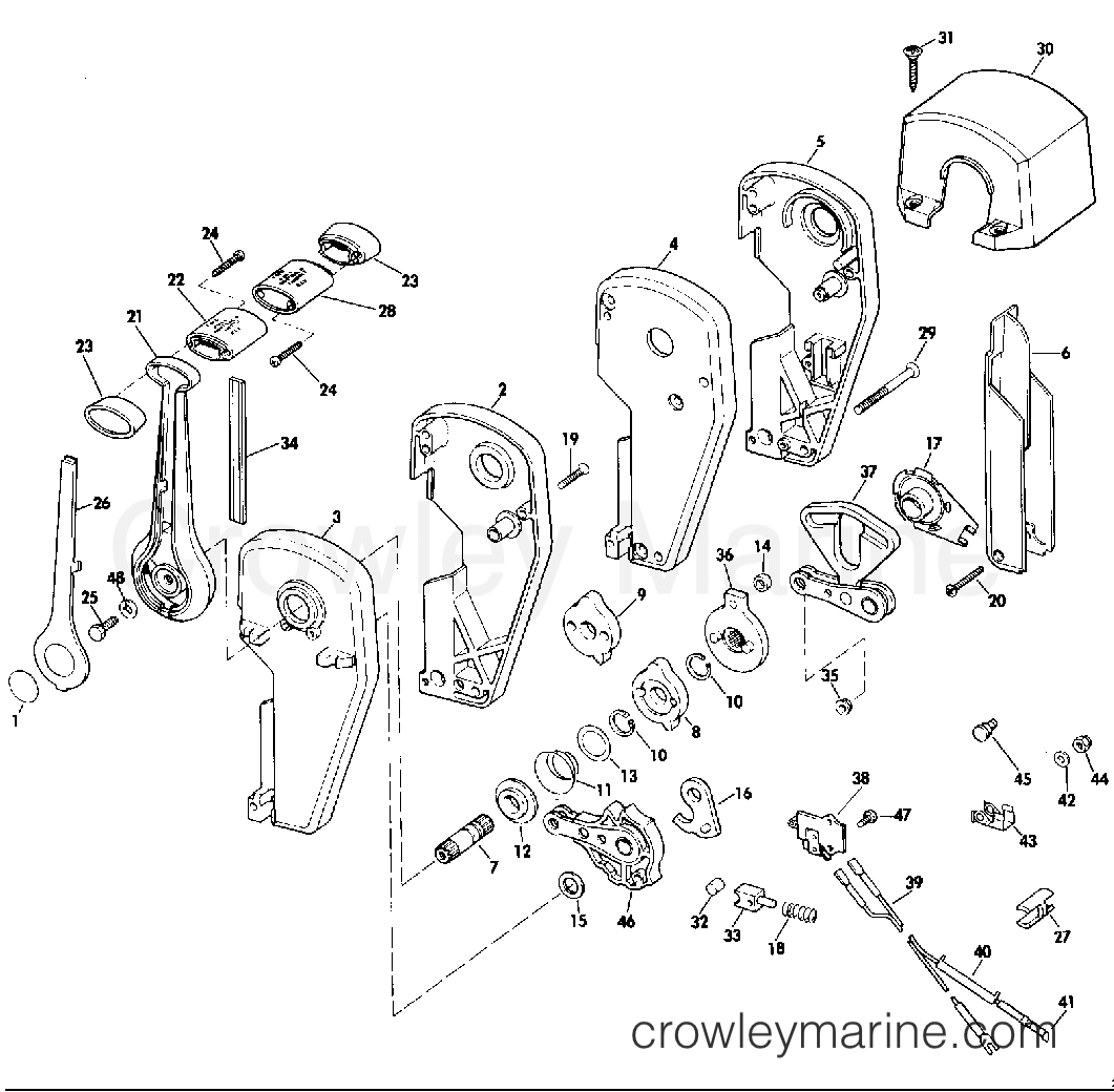 1984 Rigging Accessories - Remote Controls - REMOTE CONTROL ASSEMBLY - BINNACLE MOUNT, DUAL LEVER