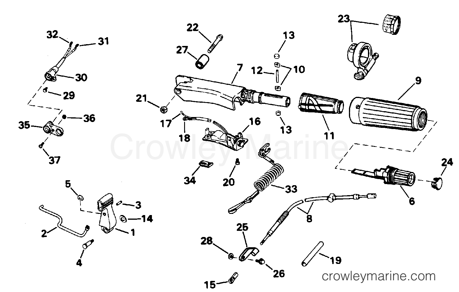 1996 Outboard 9.9 - J10EEDD - STEERING & SHIFT HANDLE