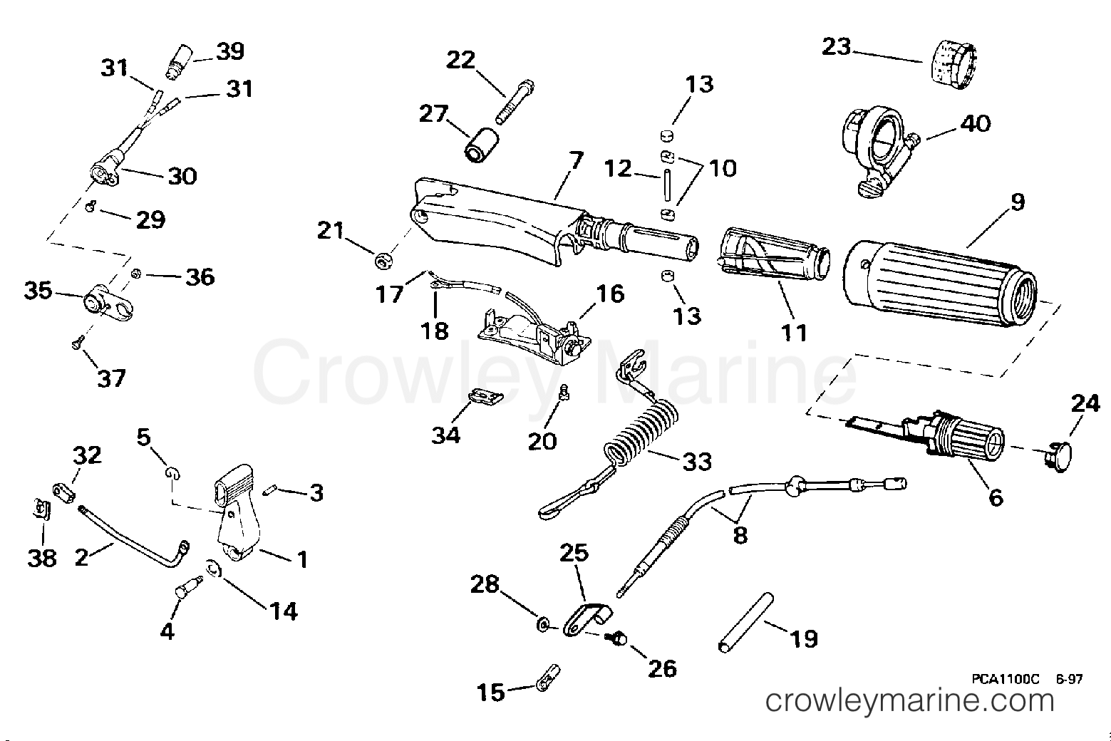 1998 Outboard 9.9 - J10FEXECM - STEERING & SHIFT HANDLE