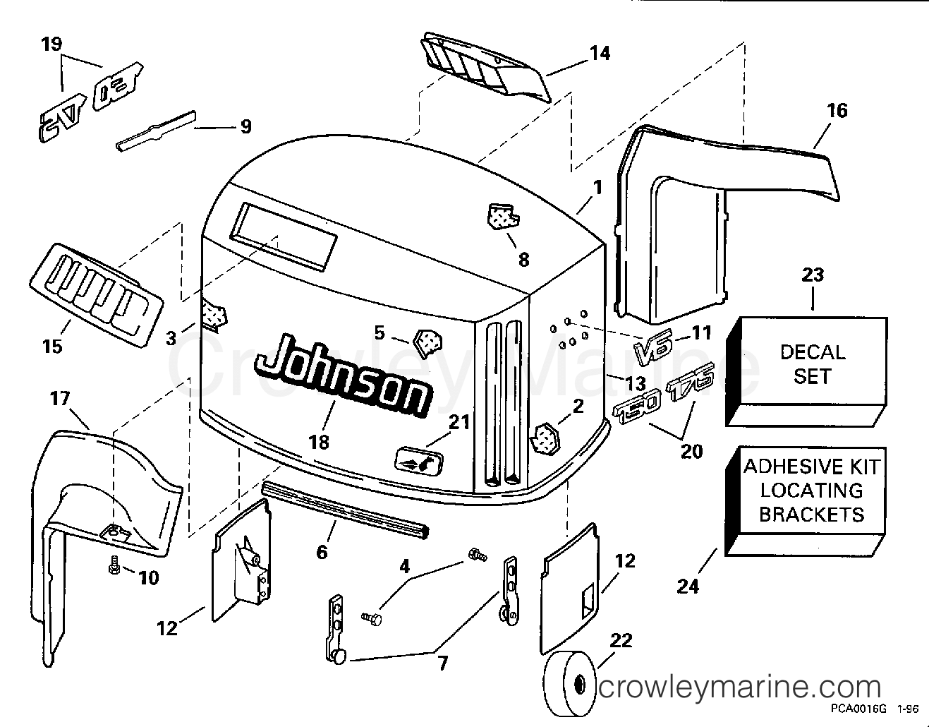 1996 Outboard 175 - J175EXEDB - ENGINE COVER - JOHNSON