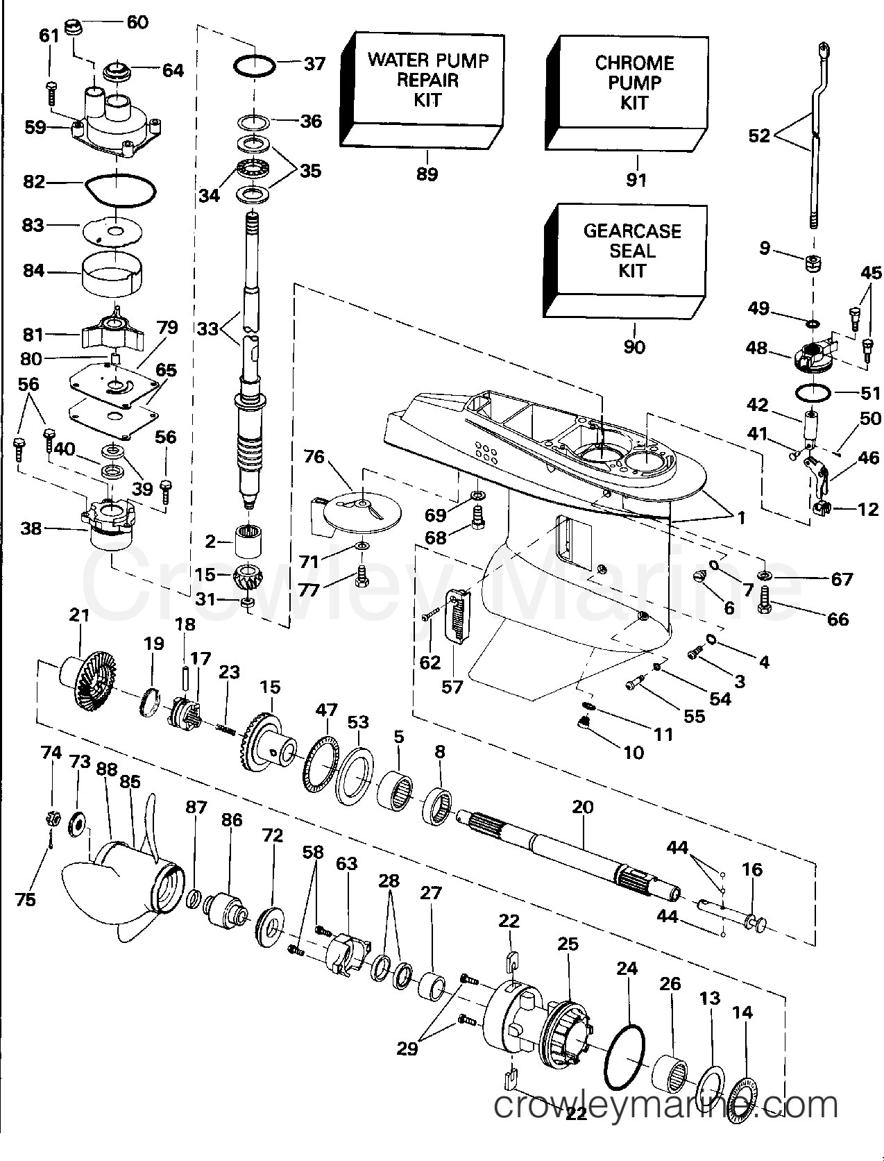 1992 Outboard 50 - E50RNLIB - GEARCASE