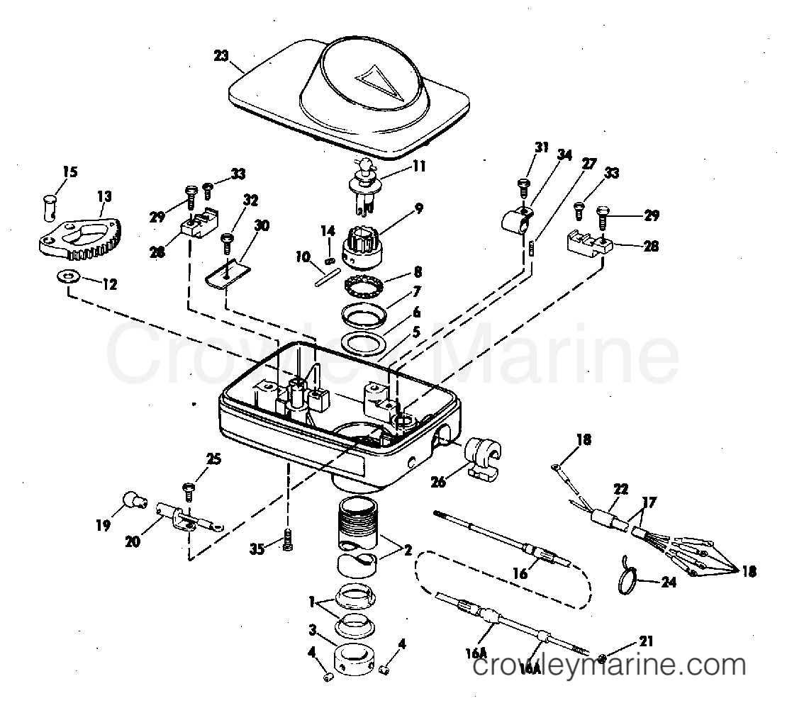 1982 Electric Trolling Motor 24 Volt - EB54B - STEERING HOUSING GROUP/FOOT CONTROL