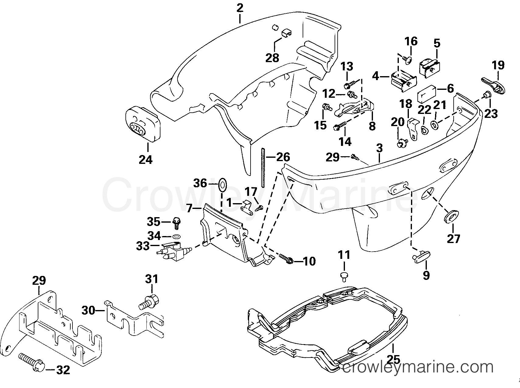 2000 Outboard 30 - E30EL4SSS - LOWER ENGINE COVER