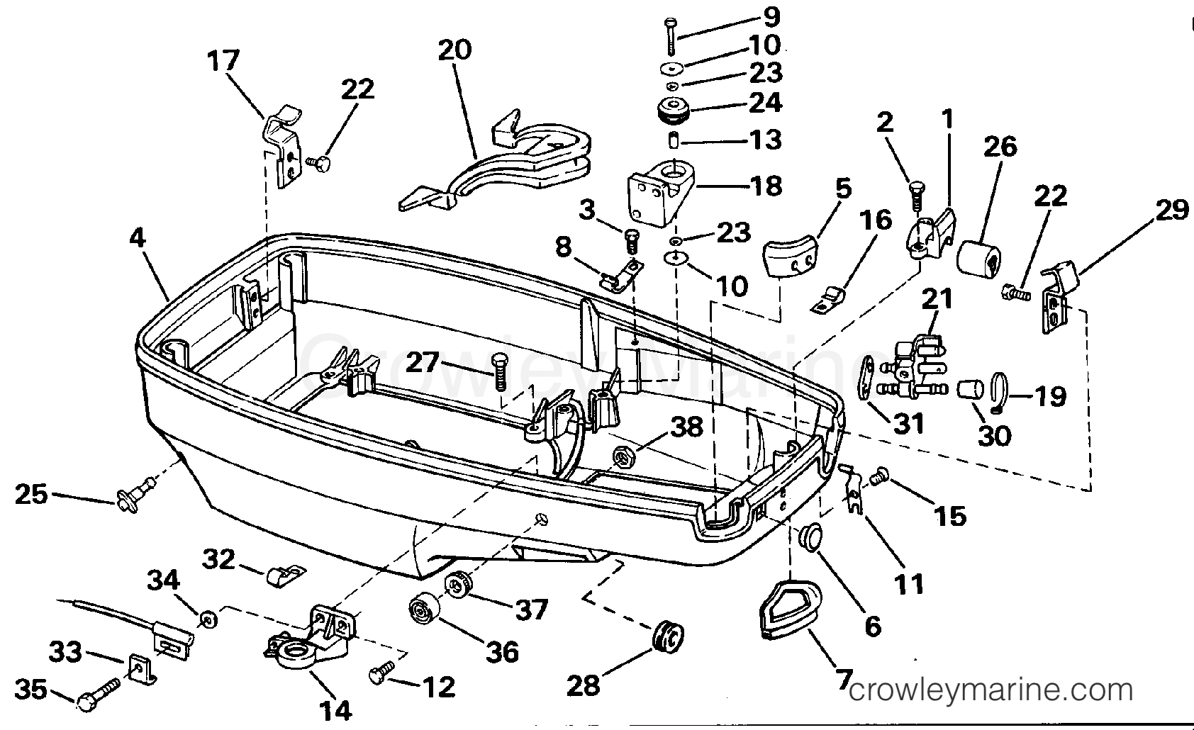 1988 Outboard 40 - J40ECCS - LOWER ENGINE COVER