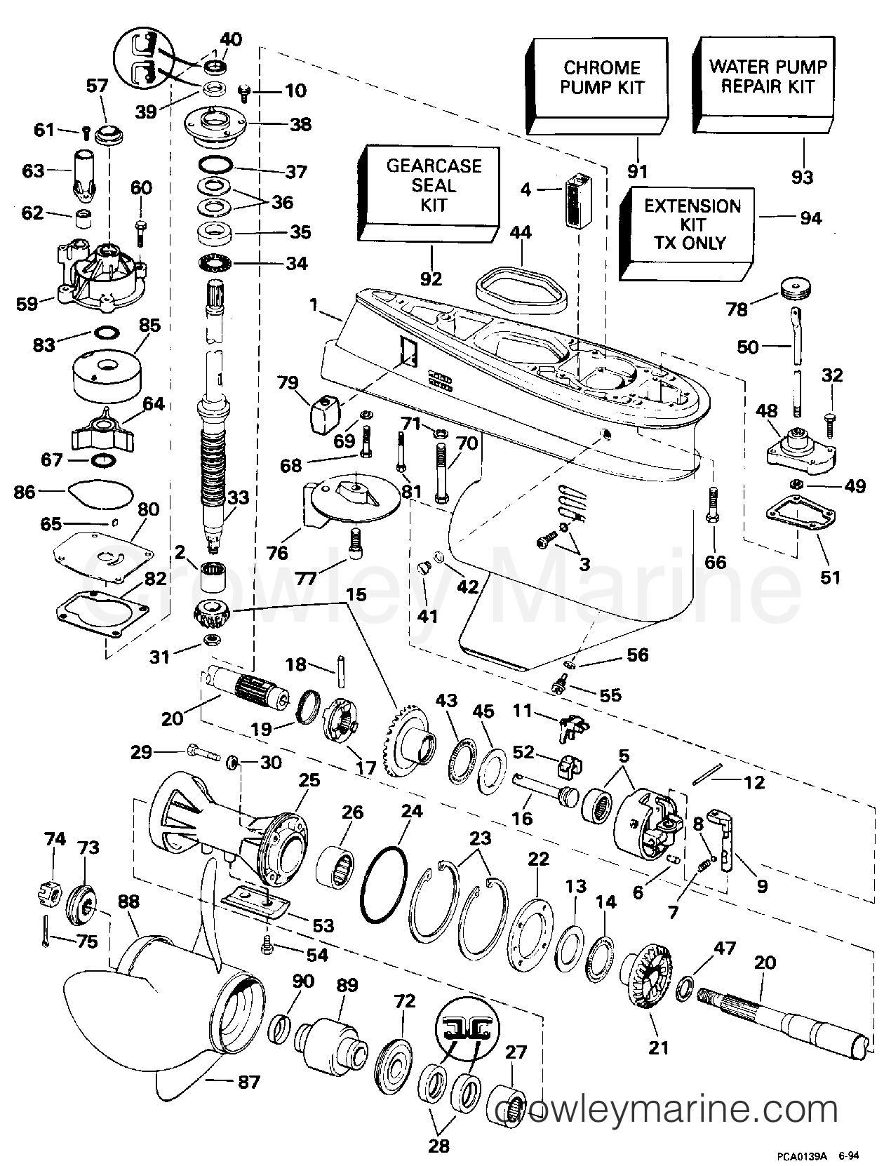 1995 Outboard 60 - J60TLEOC - GEARCASE