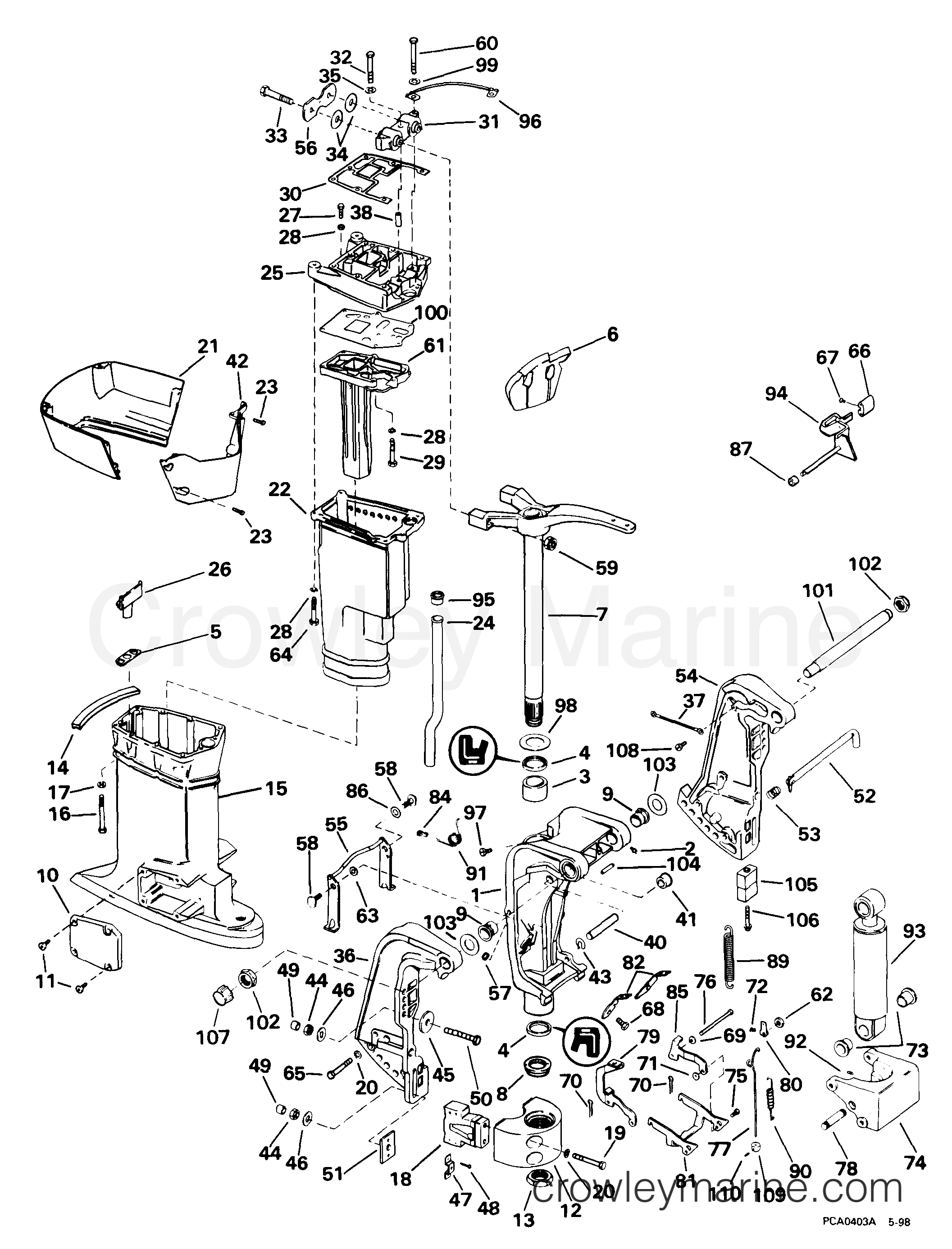 1999 Outboard 65 - J65WELEES - MIDSECTION