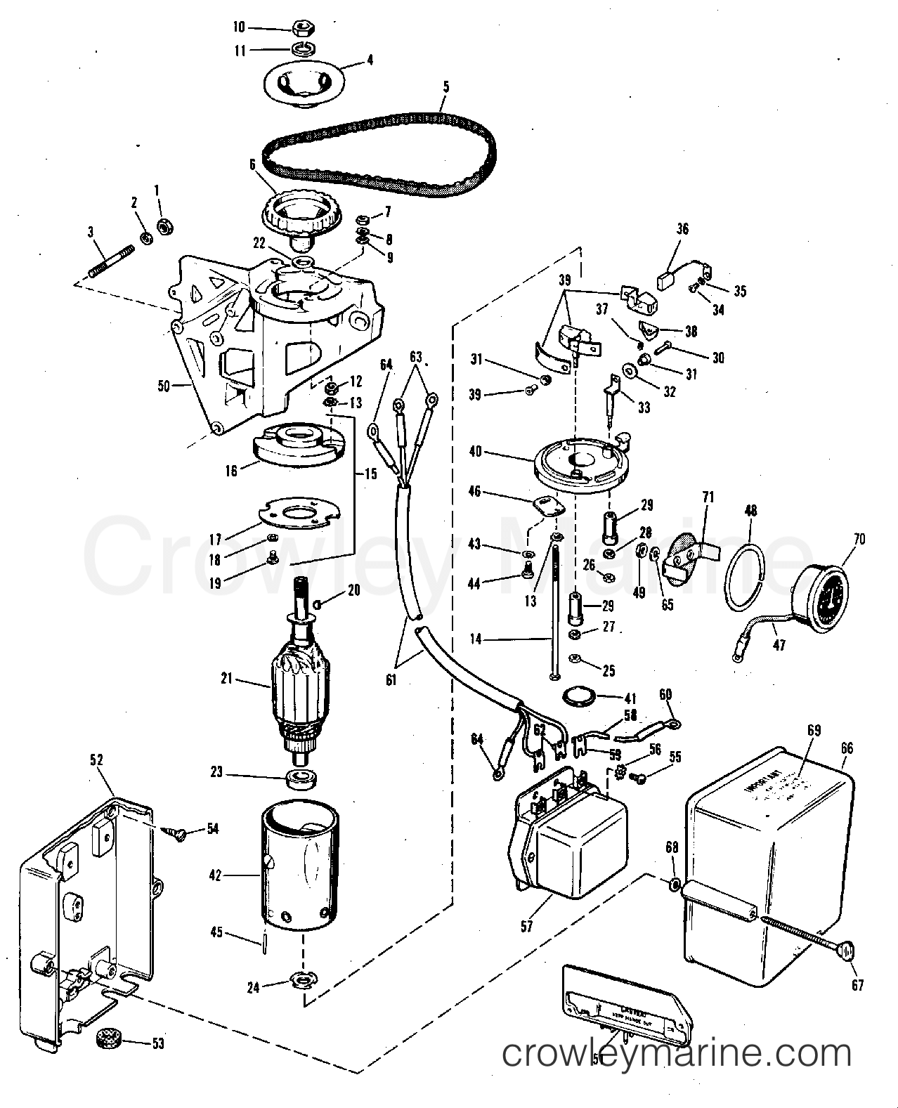 1972 Rigging Accessories - Electrical System - GENERATOR KIT ELECTRIC START 40 HP MODELS