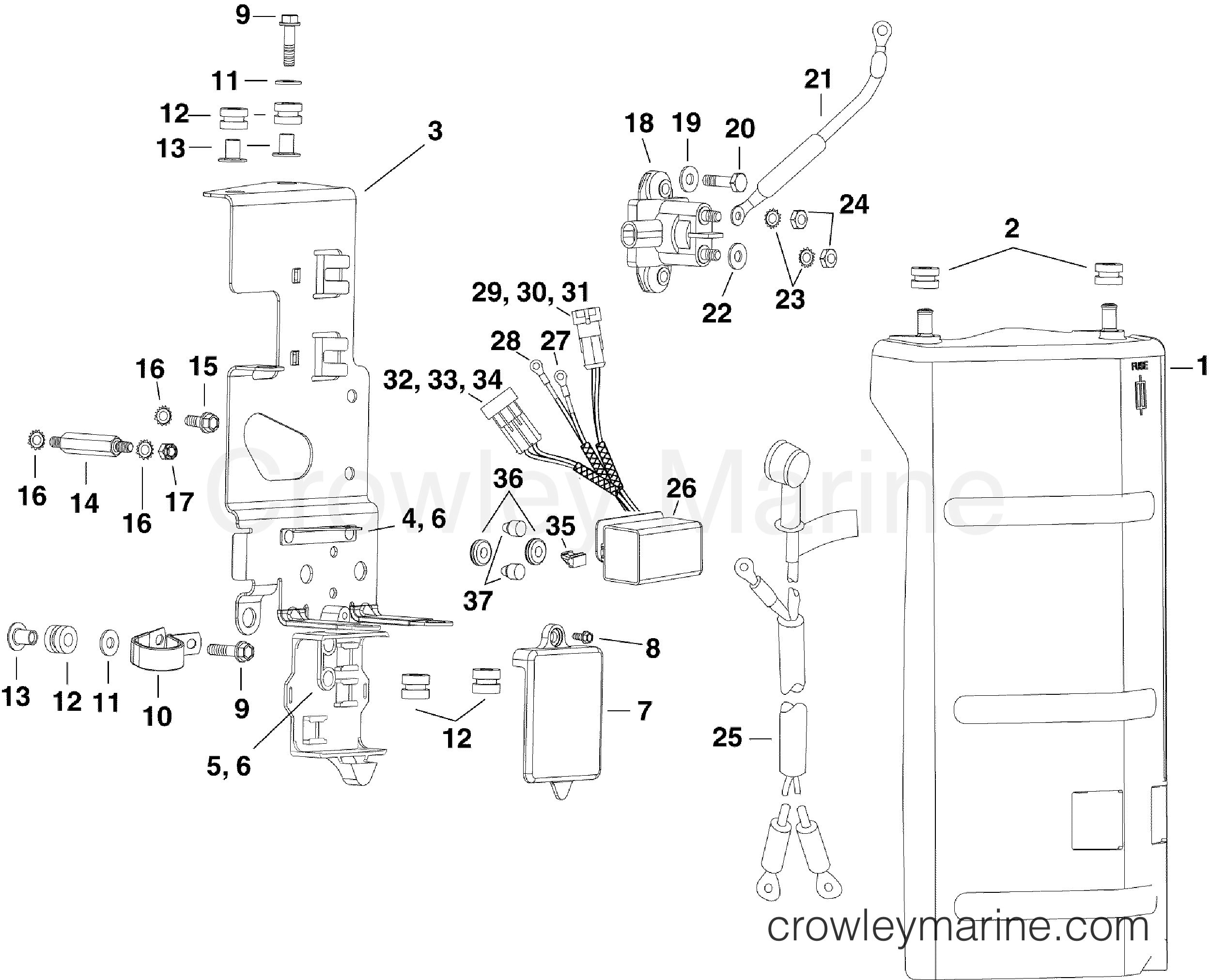 2009 Outboard 300 - E300DCZSEC - ELECTRICAL BRACKET & COMPONENTS