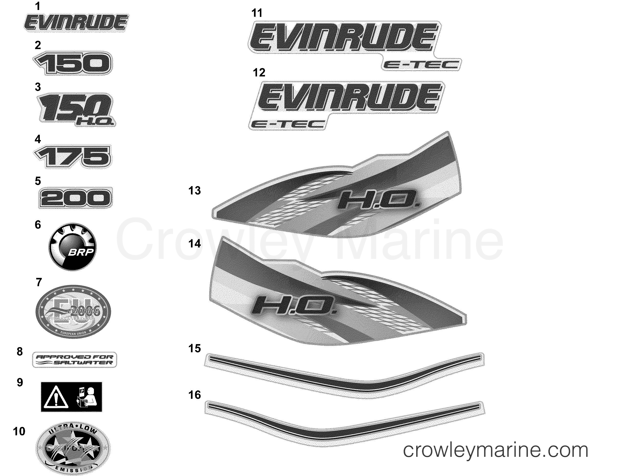 2012 Outboard 200 - 2.6L - E200DPXIND - DECALS - WHITE