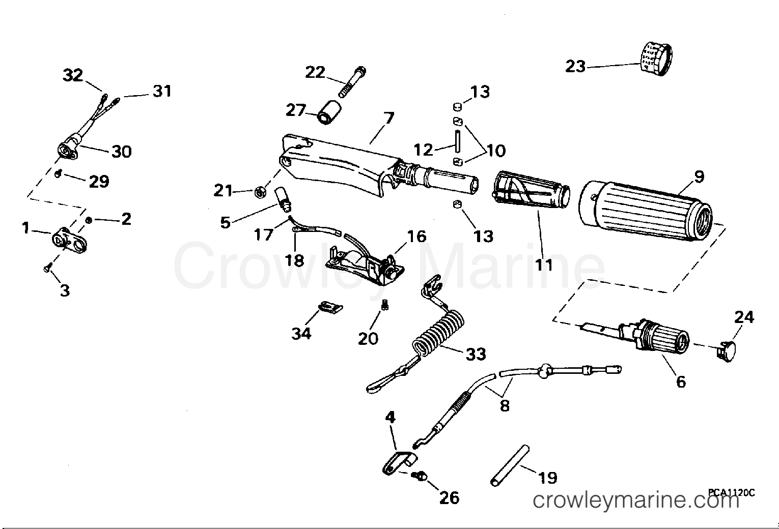 1996 Outboard 9.9 - BJ10FAEDC - STEERING & SHIFT HANDLE