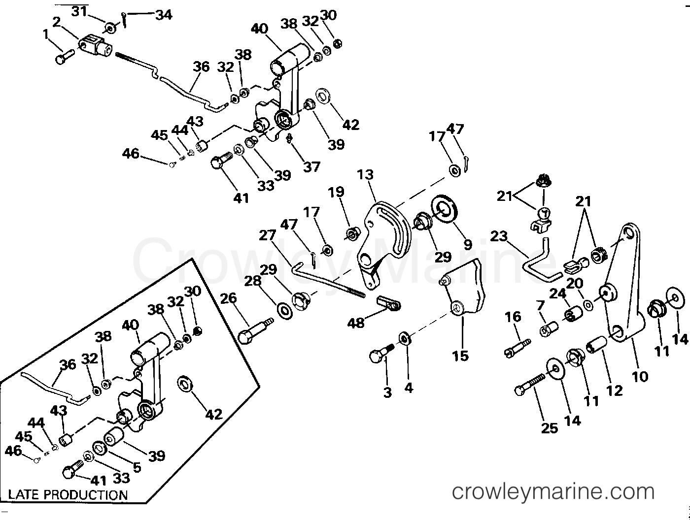 SHIFT & THROTTLE LINKAGE 1992 Outboard 60 E60TTLENE Crowley Marine