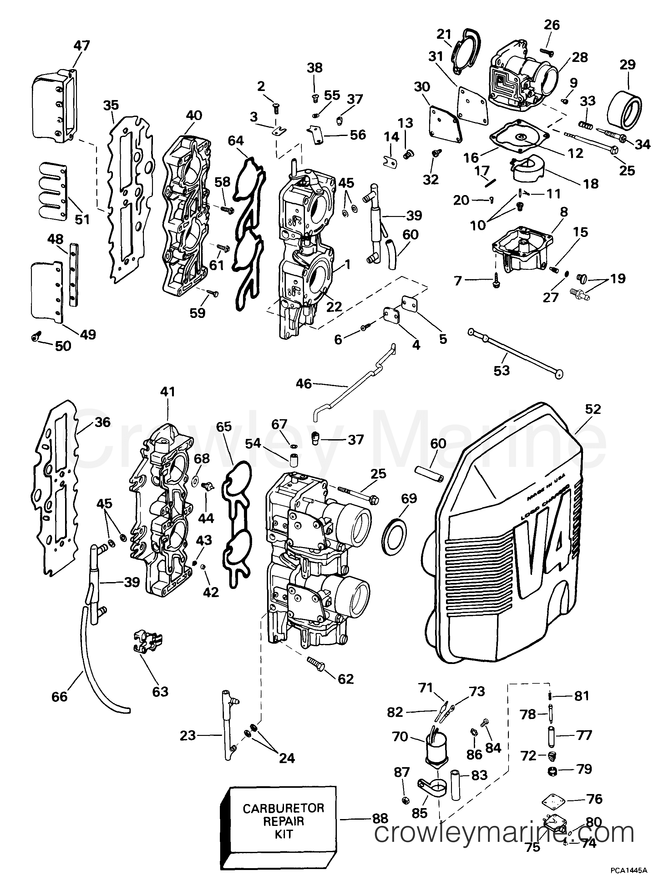 CARBURETOR & INTAKE MANIFOLD 1999 Outboard 105 E105WELEES Crowley