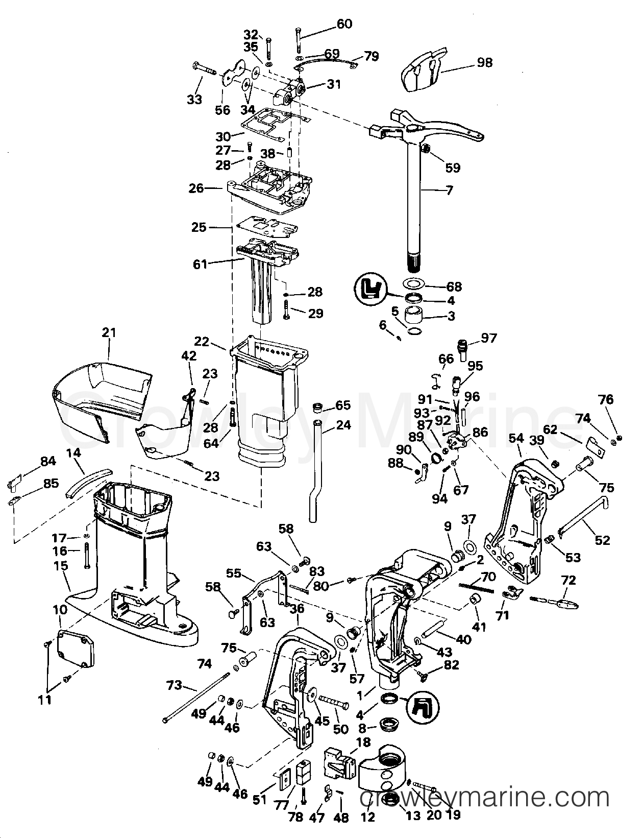 1995 Outboard 50 - J50TTLEOS - MIDSECTION