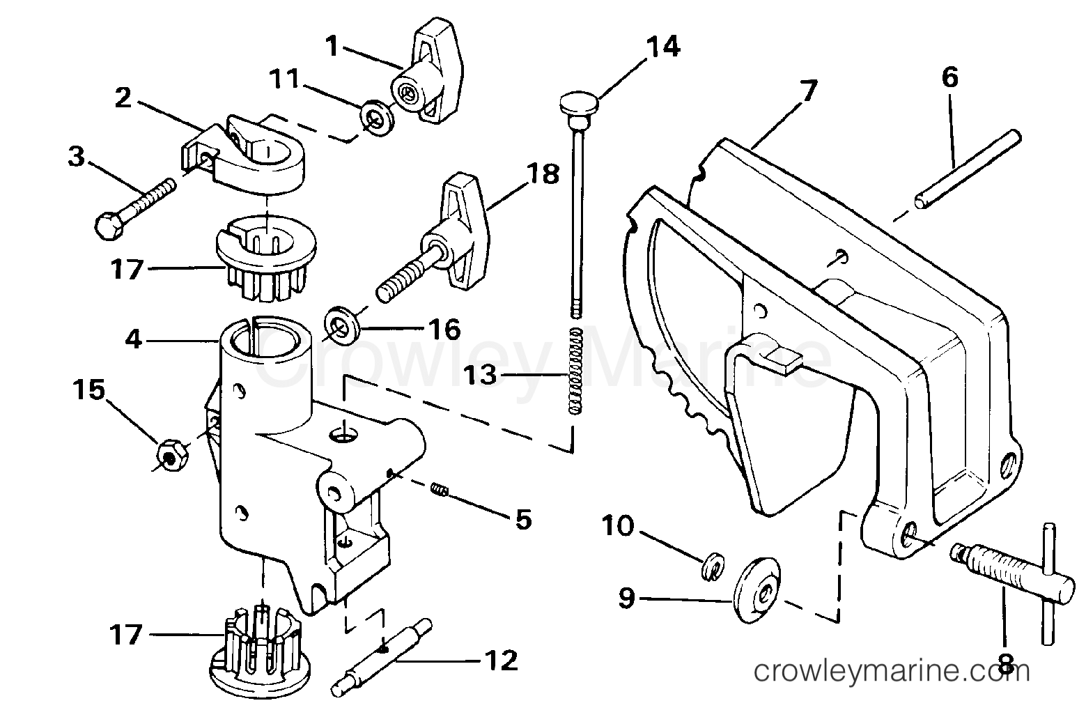 1990 Electric Motors 24 Volt - BHL4K - TRANSOM MOUNT BRACKET
