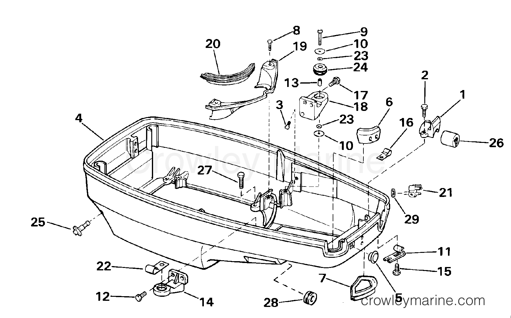 1984 Outboard 40 - J40ECRM - LOWER ENGINE COVER