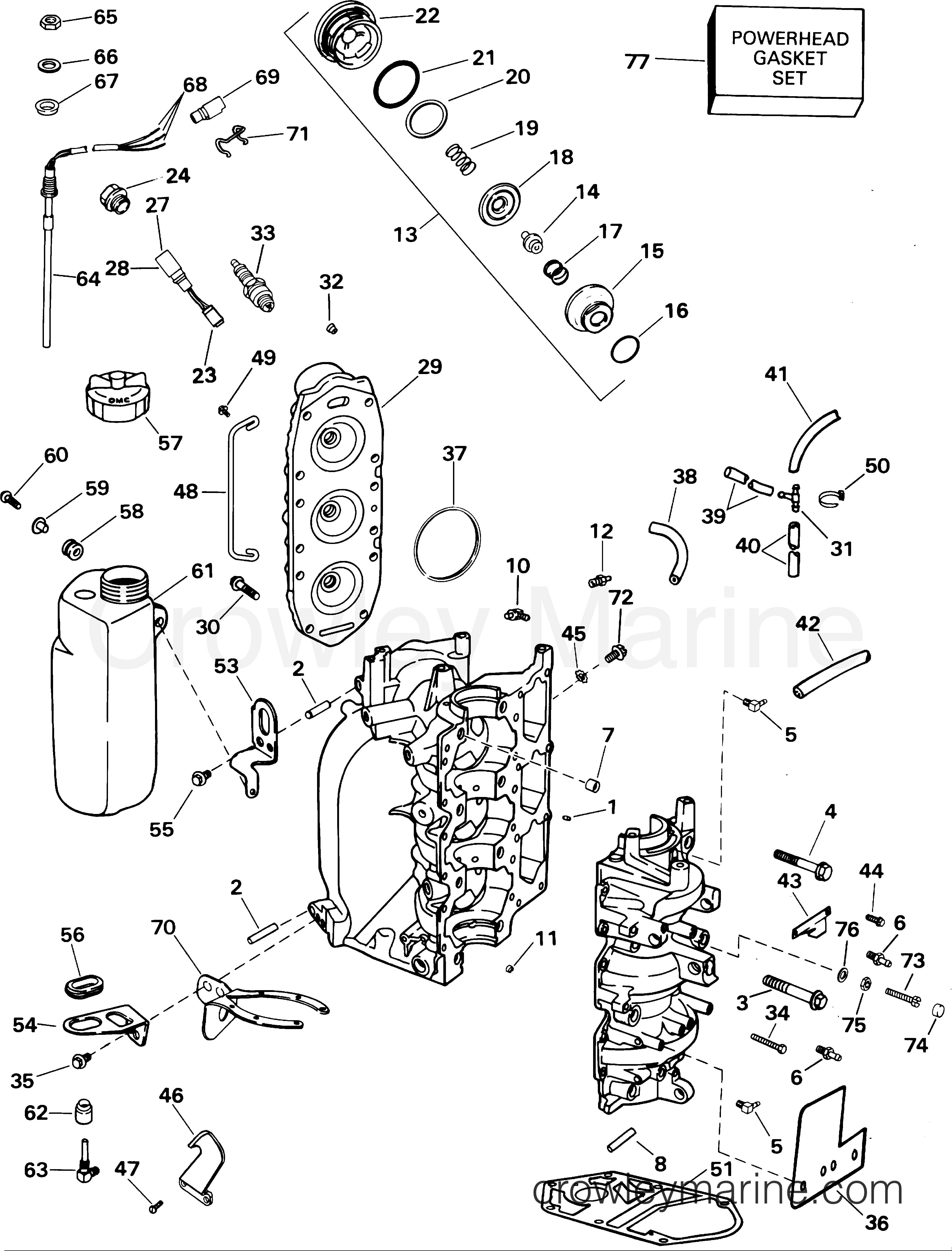 2001 Outboard 35 - J35PL3SIE - CYLINDER & CRANKCASE