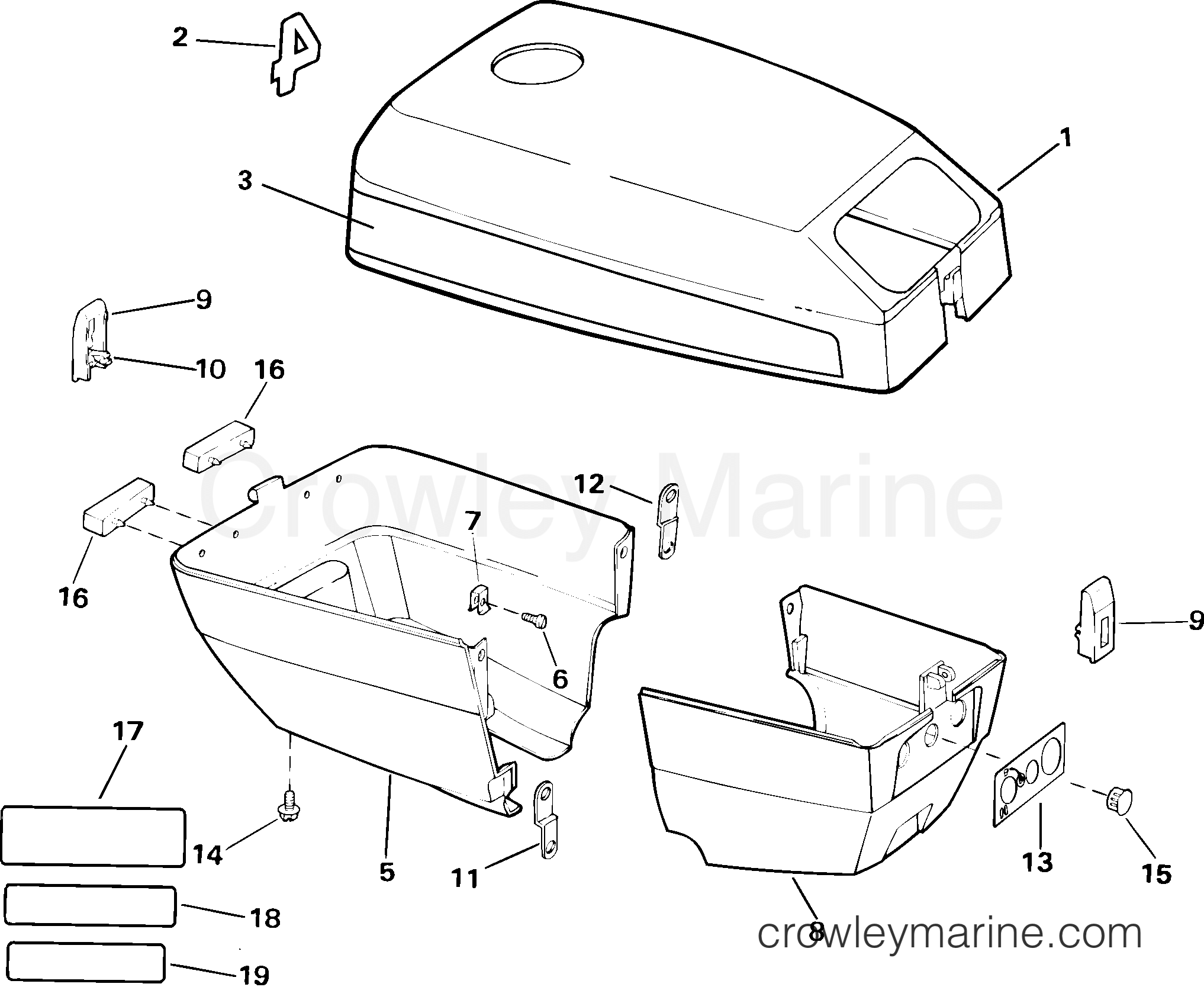 2001 Outboard 4 - J4RLSIB - ENGINE COVER