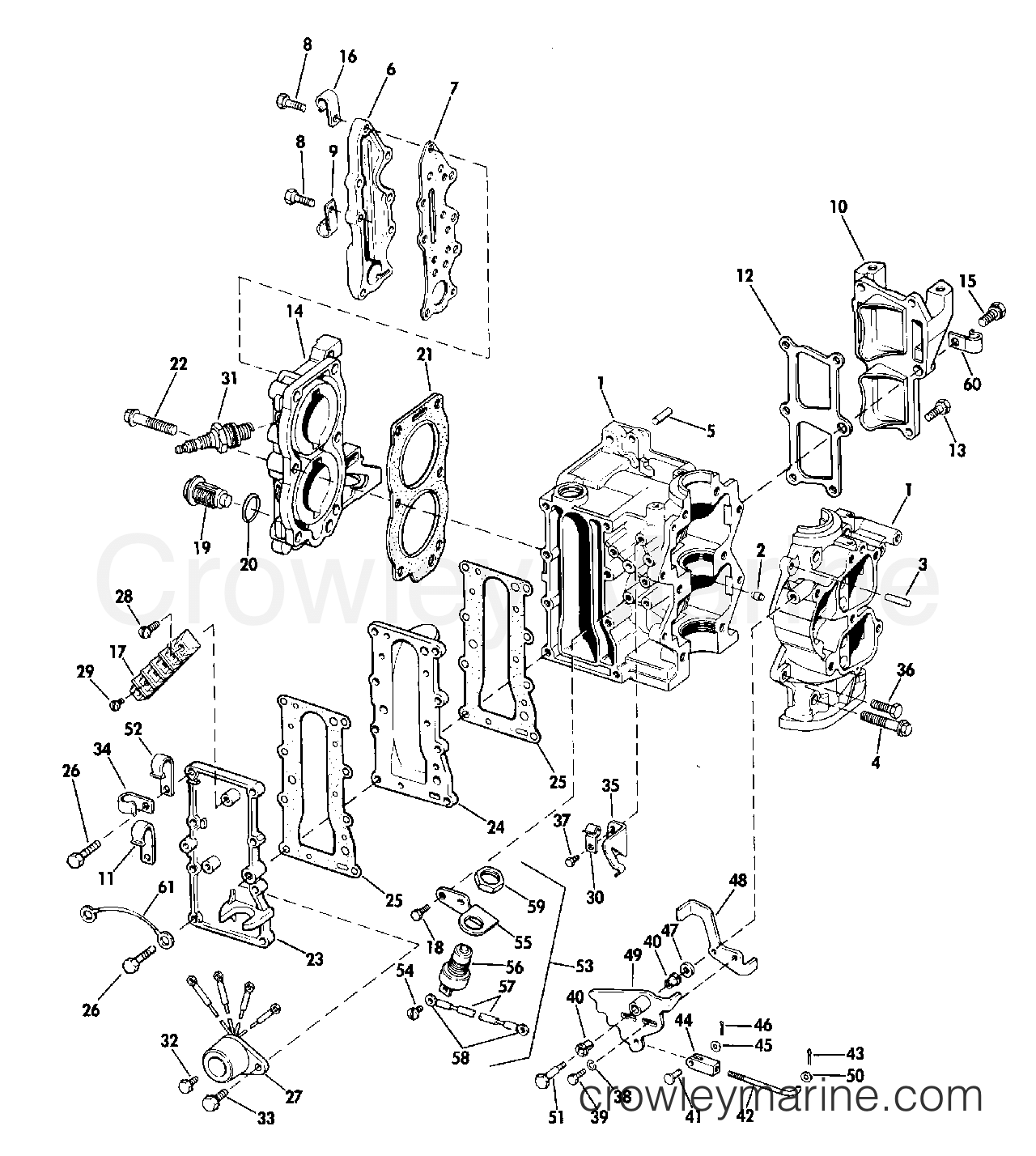 1974 Evinrude Outboards 15 - 15454G - CYLINDER AND CRANKCASE