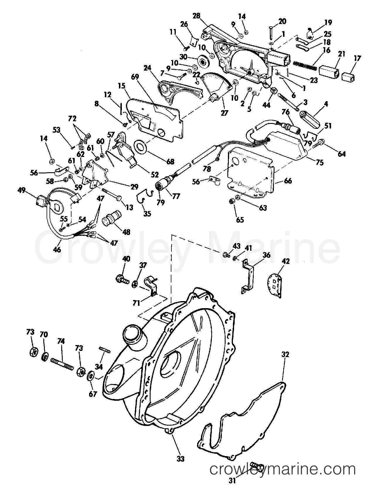1983 Stern Drive 5 - 502STHCCTR - ADAPTER HOUSING AND SHIFT ASSEMBLY
