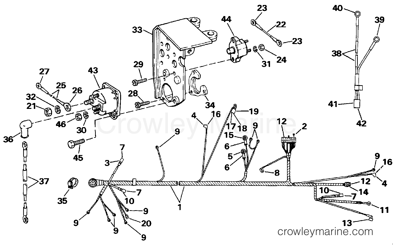 1990 Stern Drive 5.7 - 574BPEPWS - ENGINE WIRE HARNESS & BRACKET - 350 MODELS