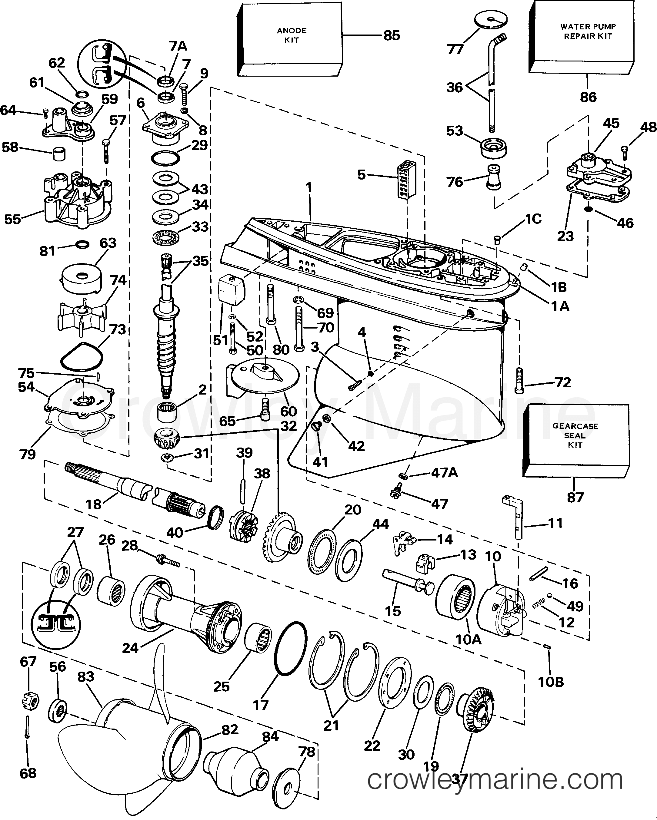 1985 Outboard 185 - J185TXCOC - GEARCASE
