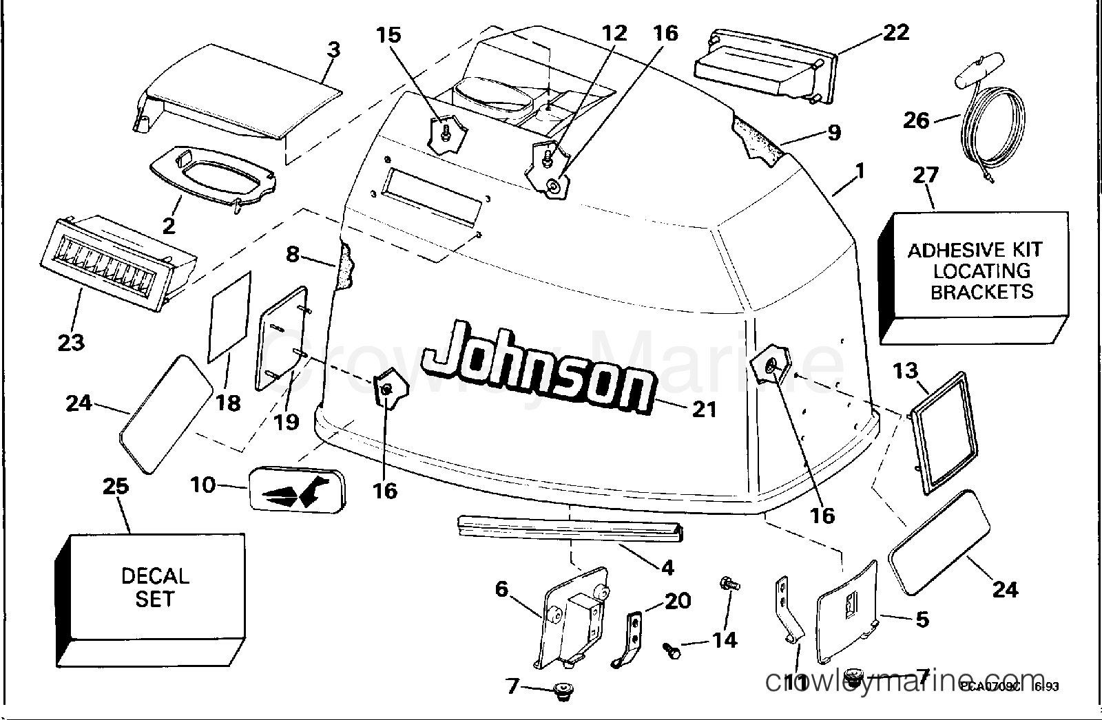 1994 Outboard 90 - J90TLARC - ENGINE COVER - JOHNSON