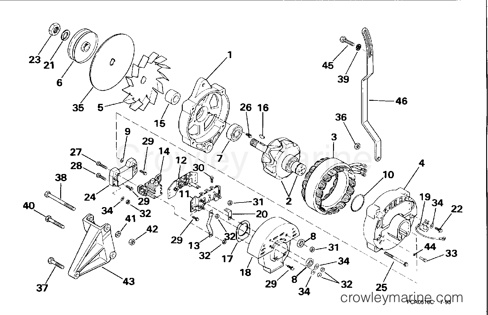 1996 Stern Drive 7.4 - 74FFPNCA - ALTERNATOR