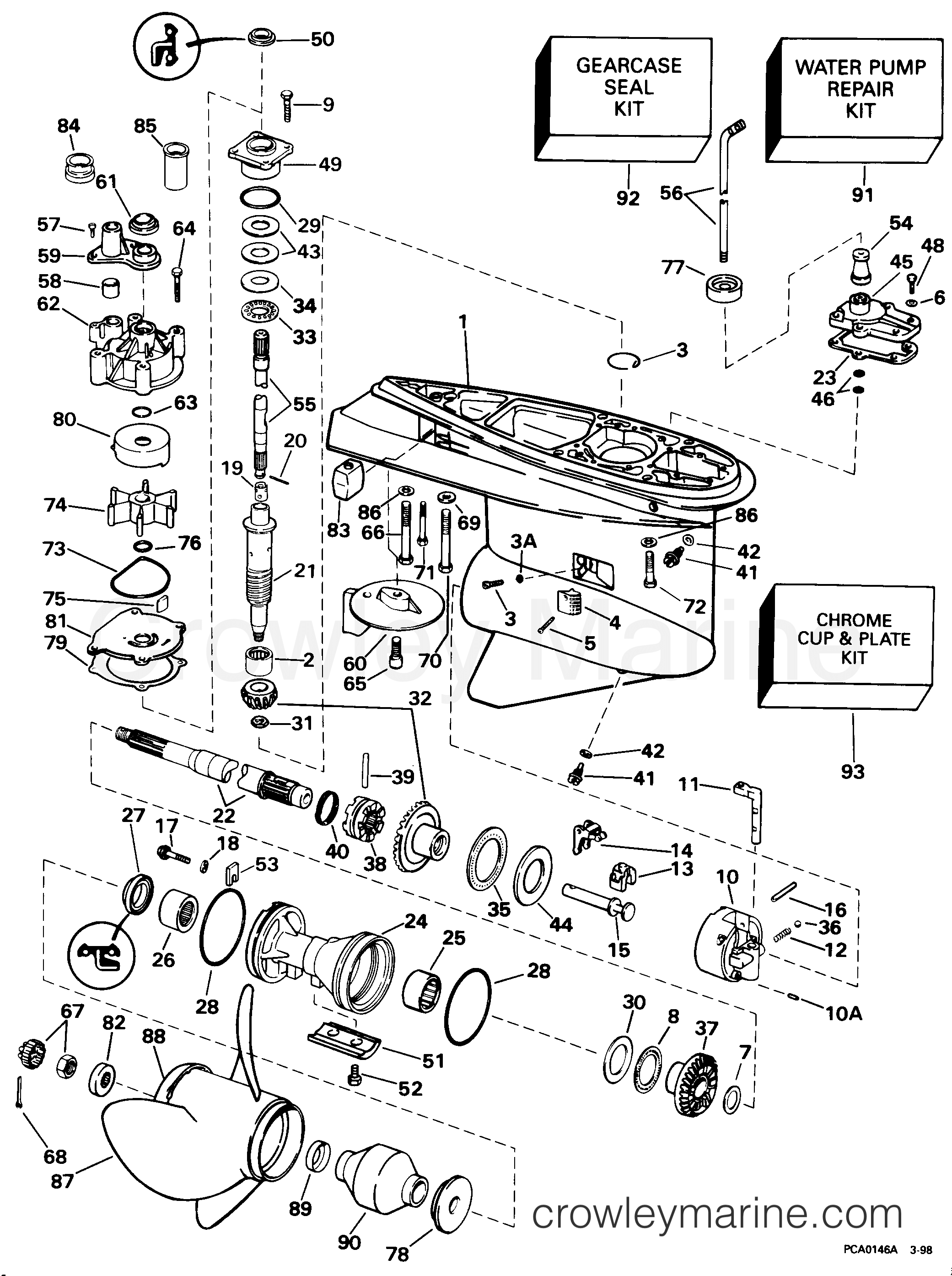 1998 Outboard 130 - J130TLECE - GEARCASE