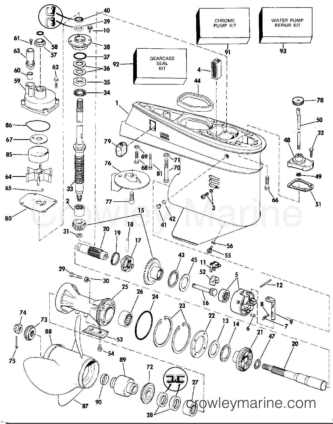 1989 Outboard 60 - J60ELCEA - GEARCASE