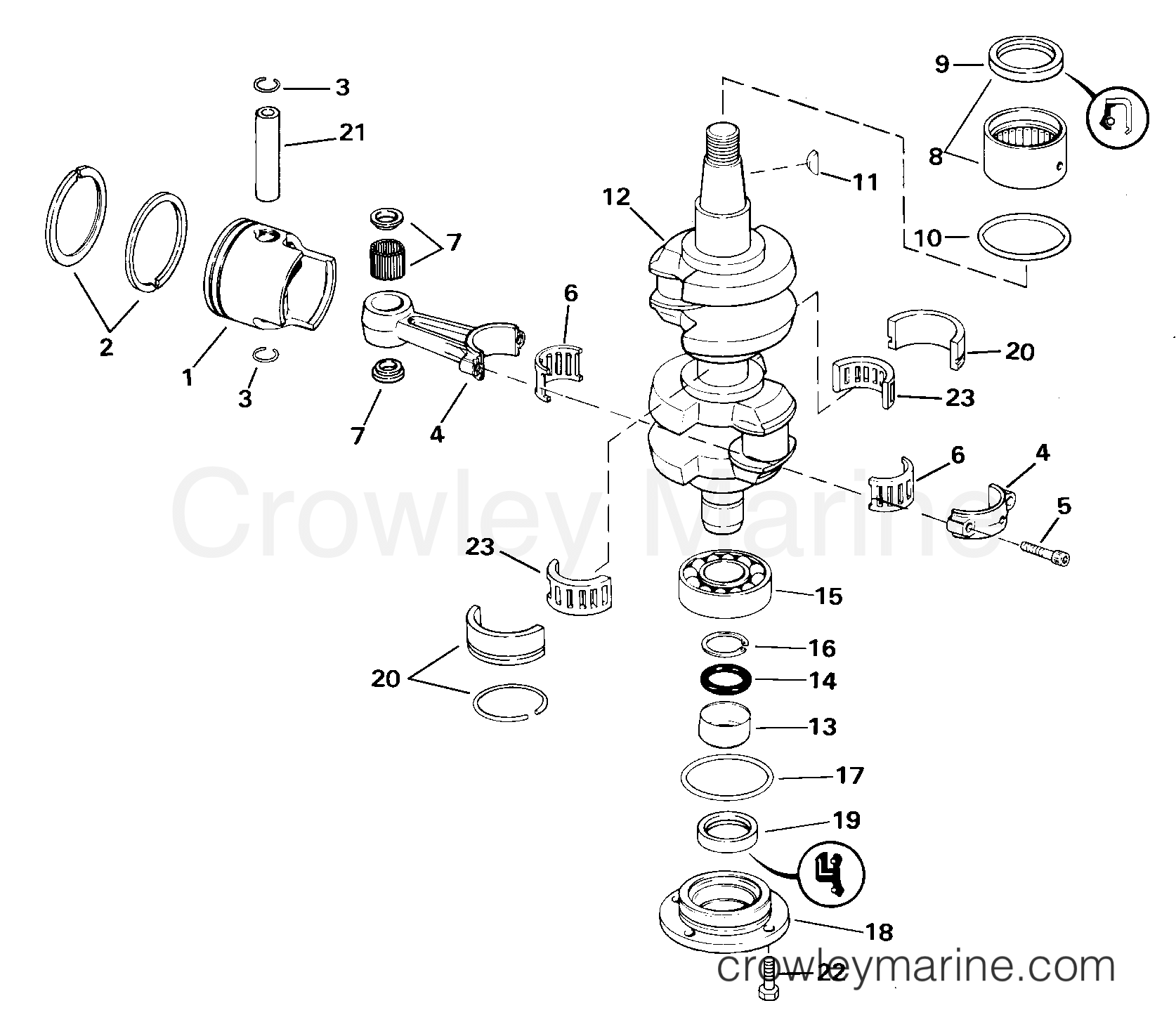 2000 Outboard 30 - J30JRSSB - CRANKSHAFT & PISTON