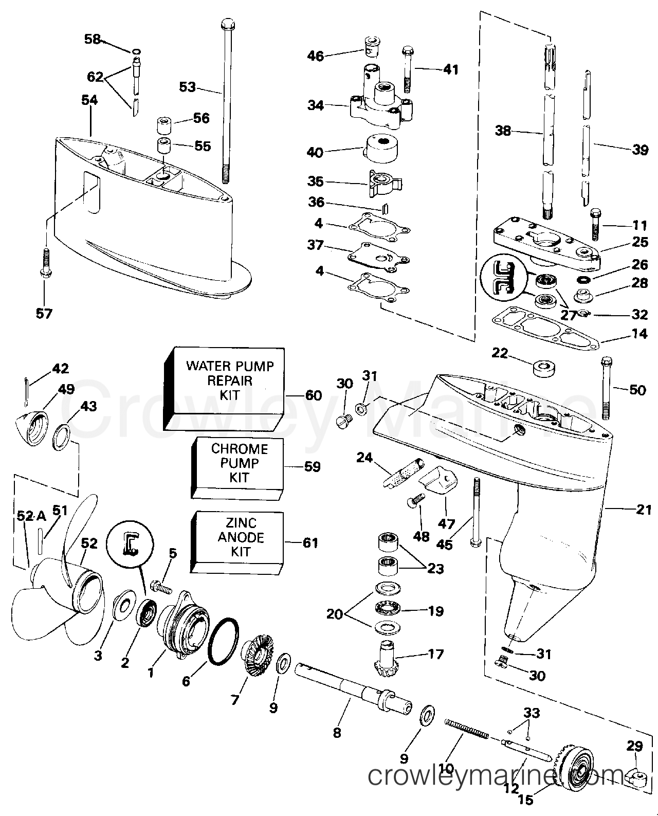 1993 Outboard 4 - J4RDHETB - GEARCASE