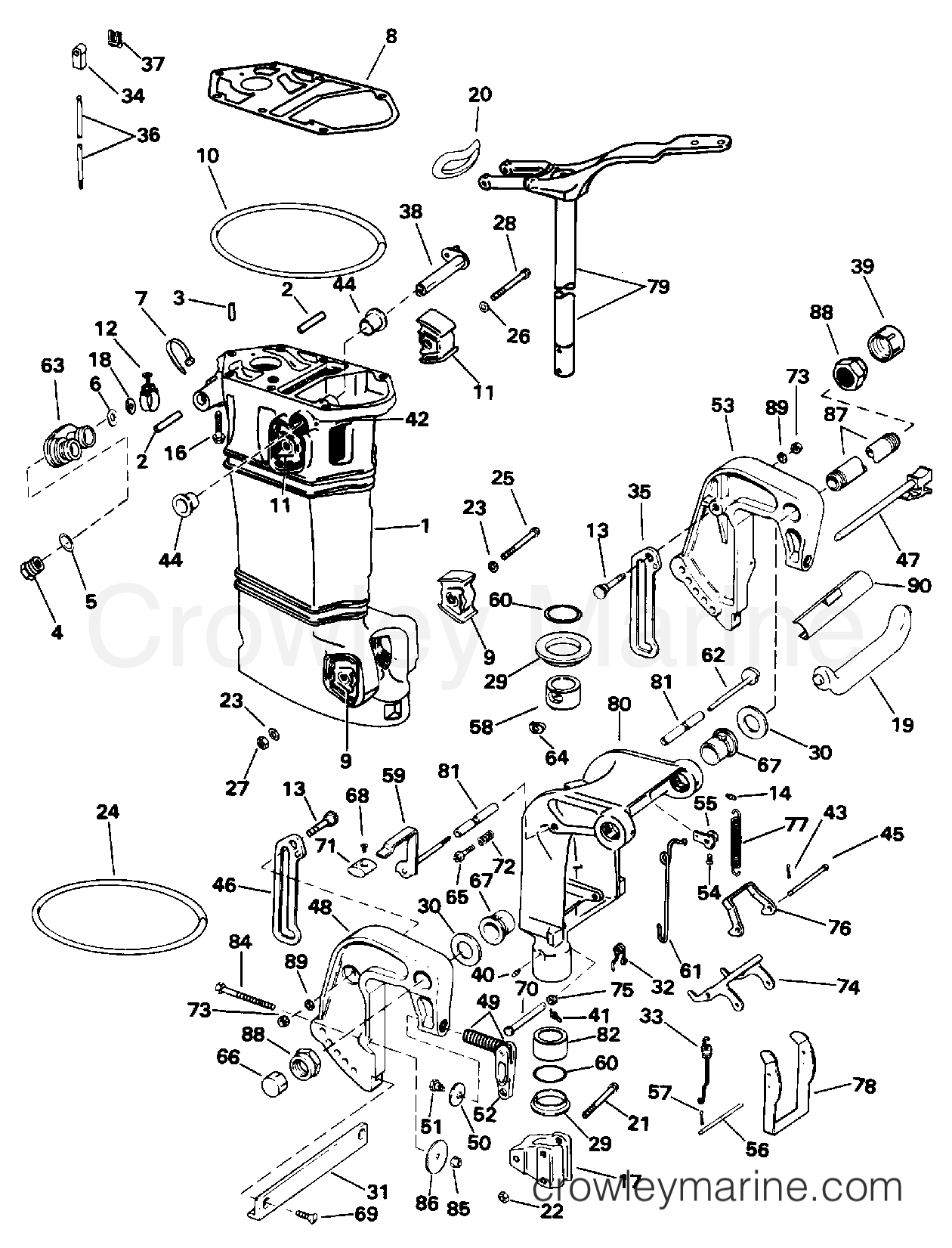 1996 Outboard 25 - BJ25AREDC - MIDSECTION - MANUAL TILT