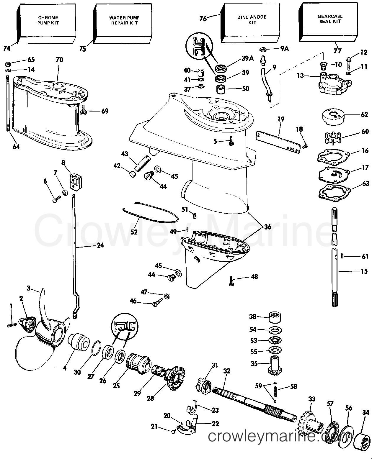 1986 Outboard 28 - J28ELCDS - GEARCASE