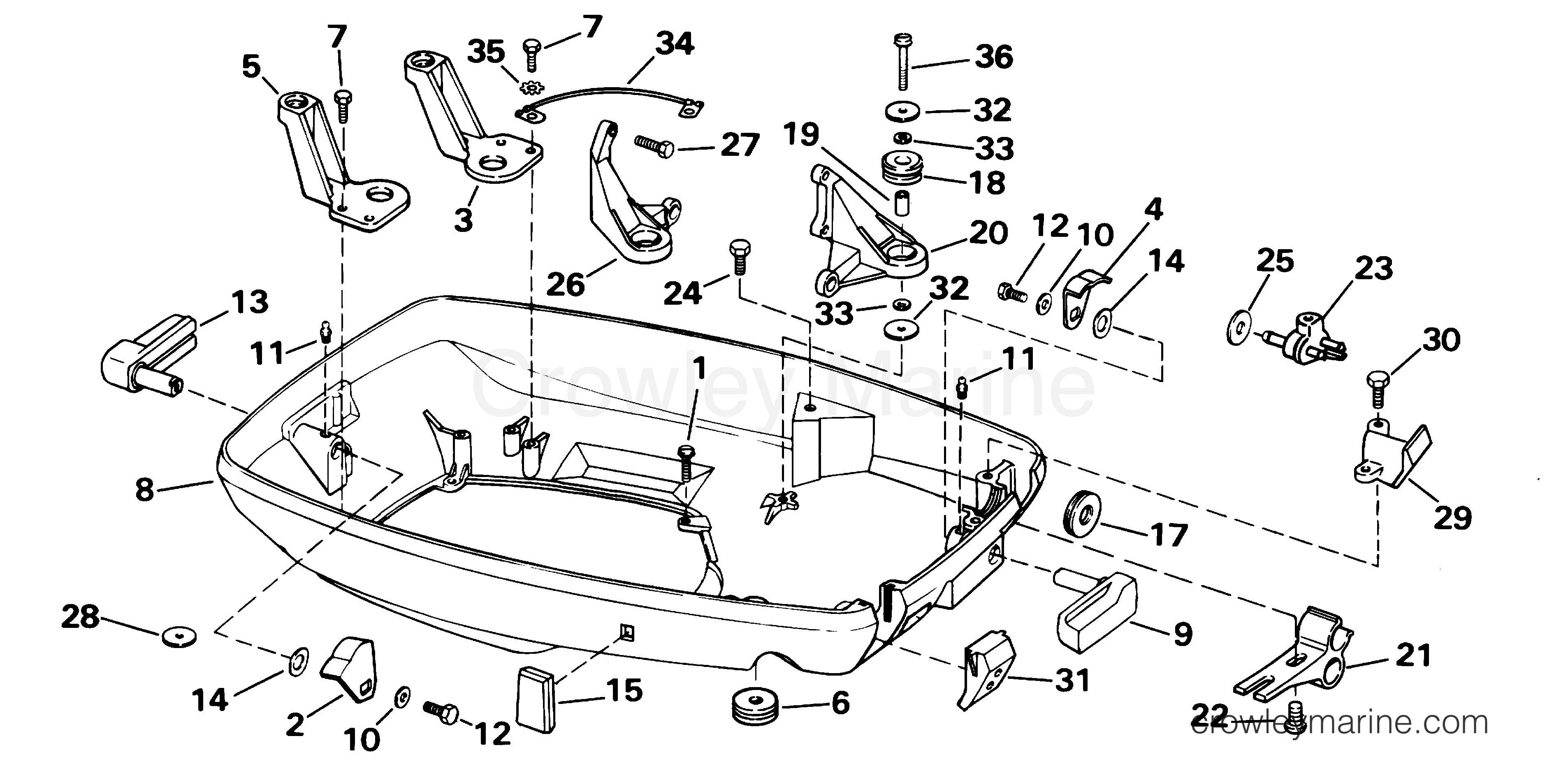 2001 Outboard 65 - J65WELSIR - LOWER ENGINE COVER